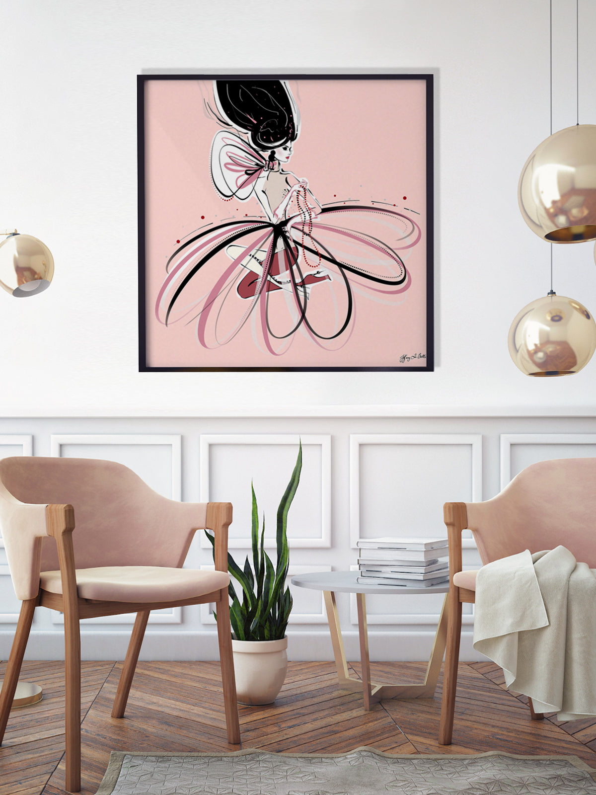 For the Love of Pearls in Pink - Illustration - Limited Edition Print - Tiffany La Belle