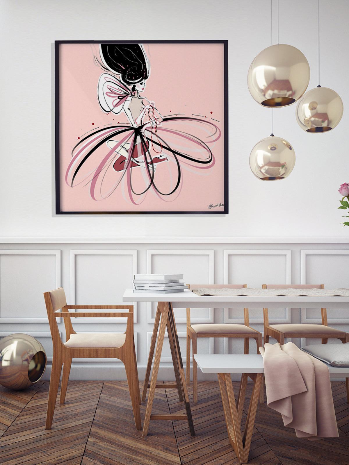 For the Love of Pearls in Pink - Illustration - Limited Edition Print - Tiffany La Belle