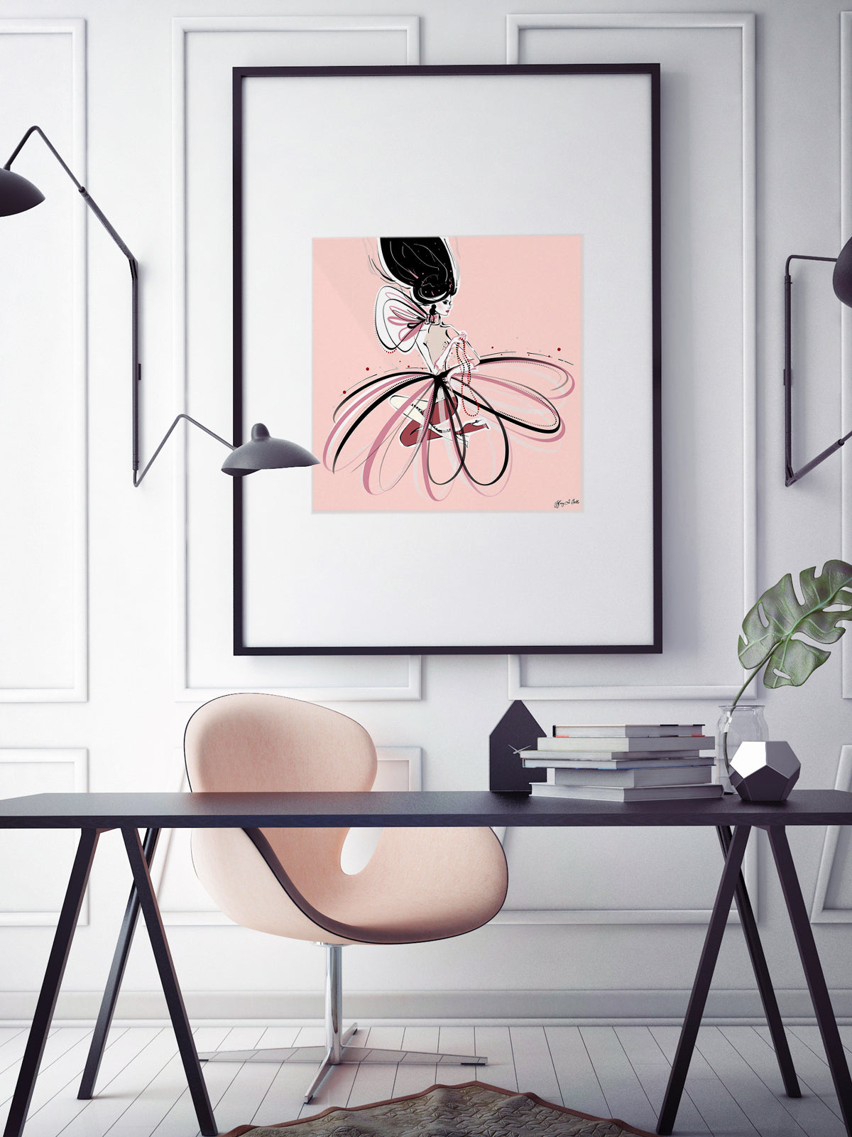 For the Love of Pearls in Pink - Illustration - Limited Edition Print - Tiffany La Belle