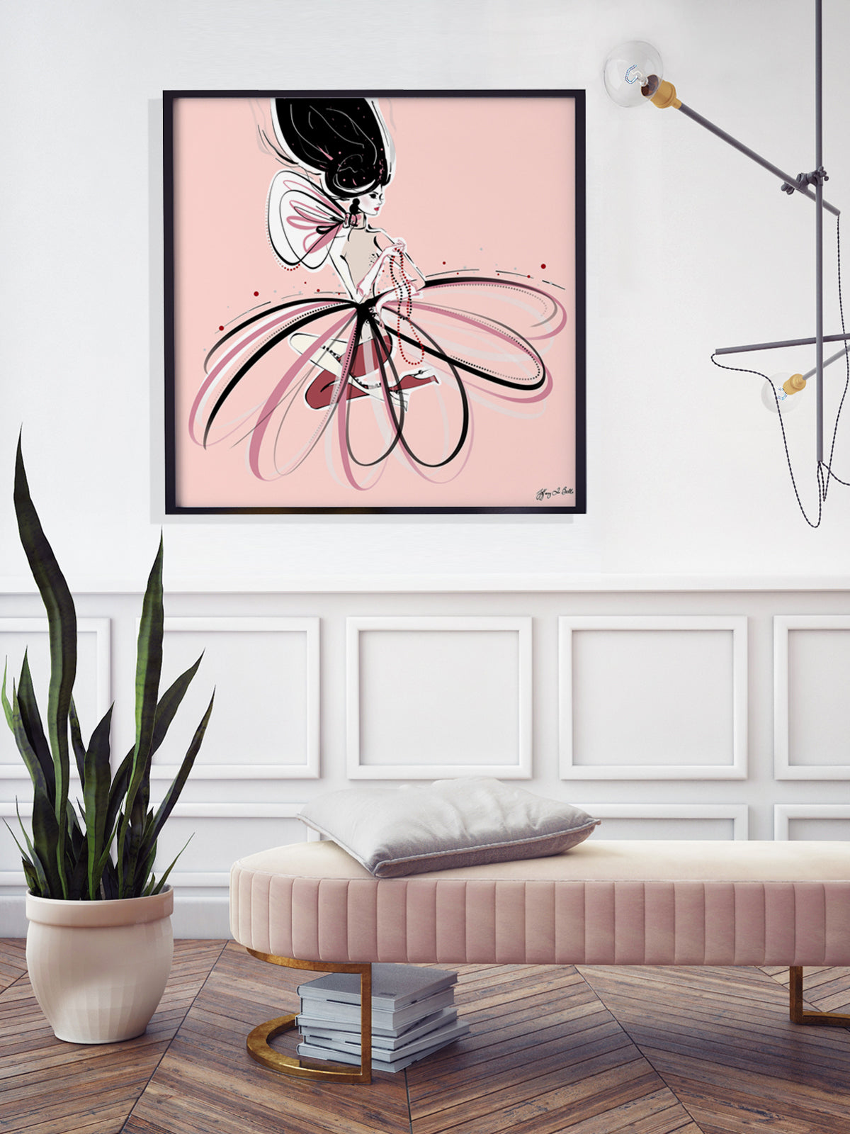 For the Love of Pearls in Pink - Illustration - Limited Edition Print - Tiffany La Belle