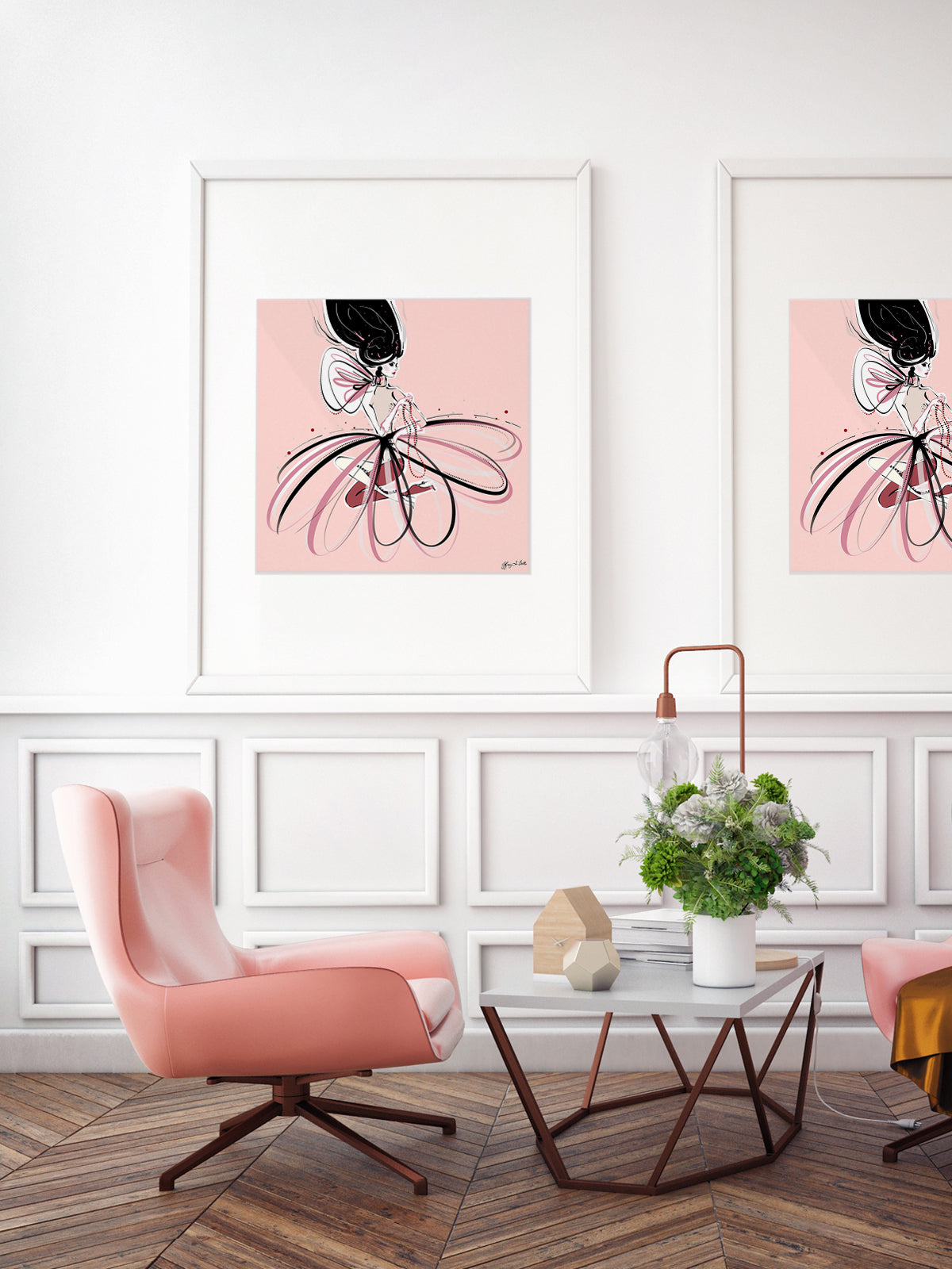 For the Love of Pearls in Pink - Illustration - Limited Edition Print - Tiffany La Belle