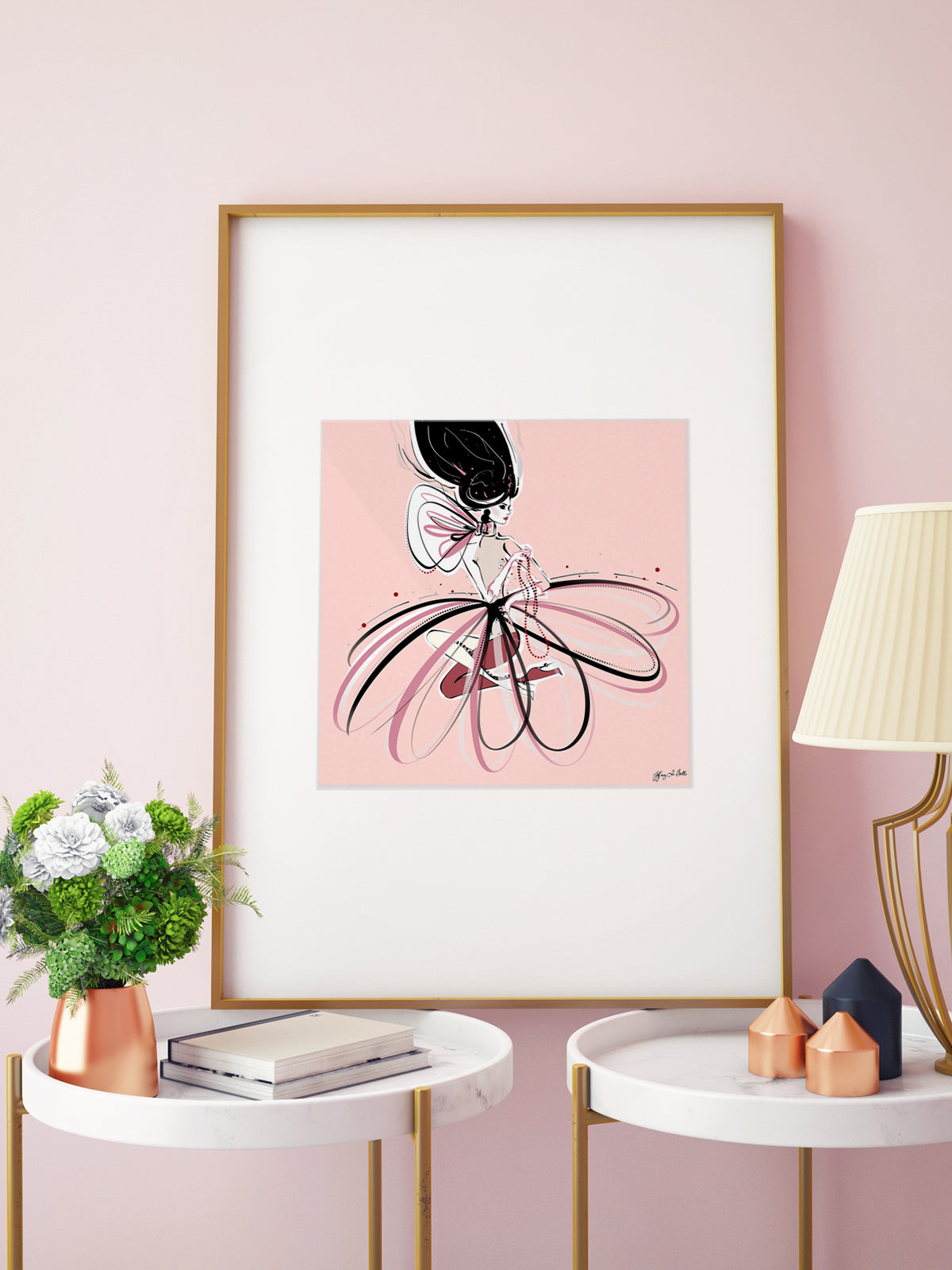 For the Love of Pearls in Pink - Illustration - Limited Edition Print - Tiffany La Belle