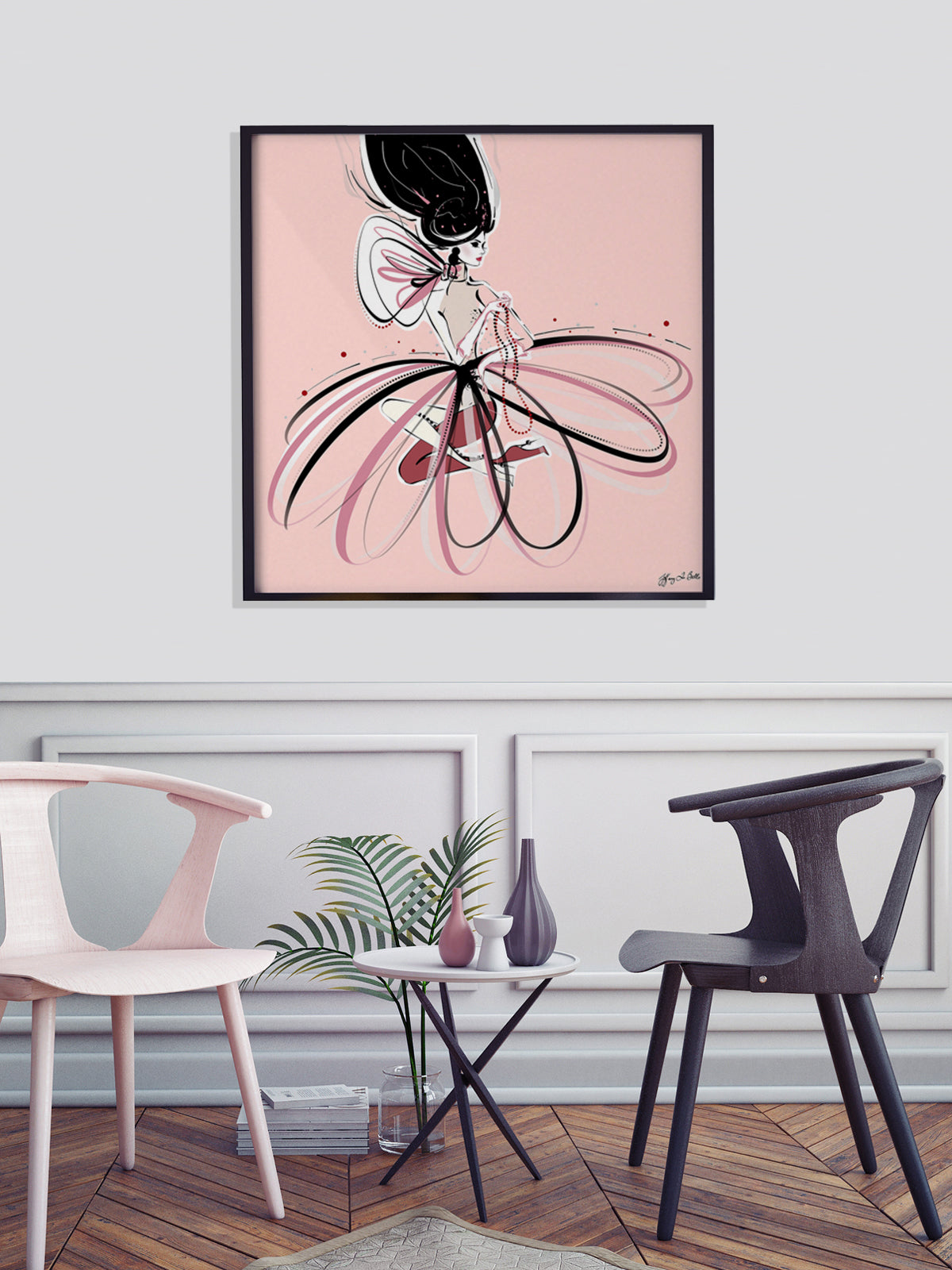 For the Love of Pearls in Pink - Illustration - Limited Edition Print - Tiffany La Belle