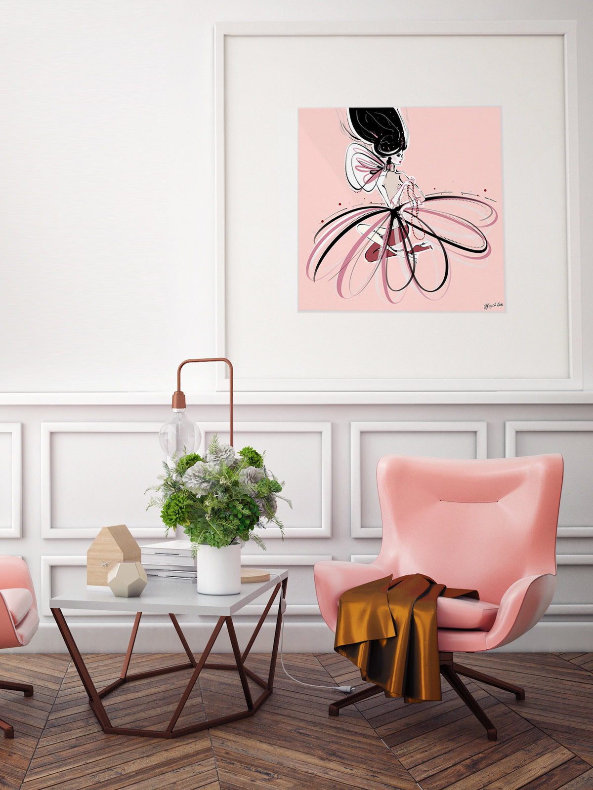 For the Love of Pearls in Pink - Illustration - Limited Edition Print - Tiffany La Belle