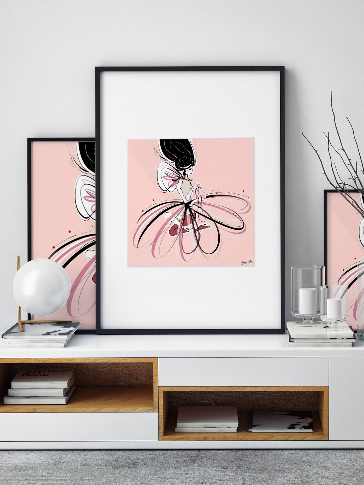 For the Love of Pearls in Pink - Illustration - Limited Edition Print - Tiffany La Belle
