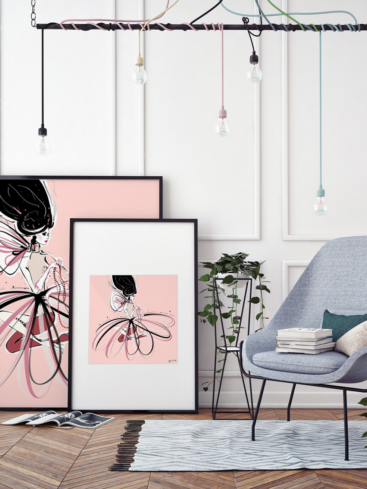 For the Love of Pearls in Pink - Illustration - Limited Edition Print - Tiffany La Belle