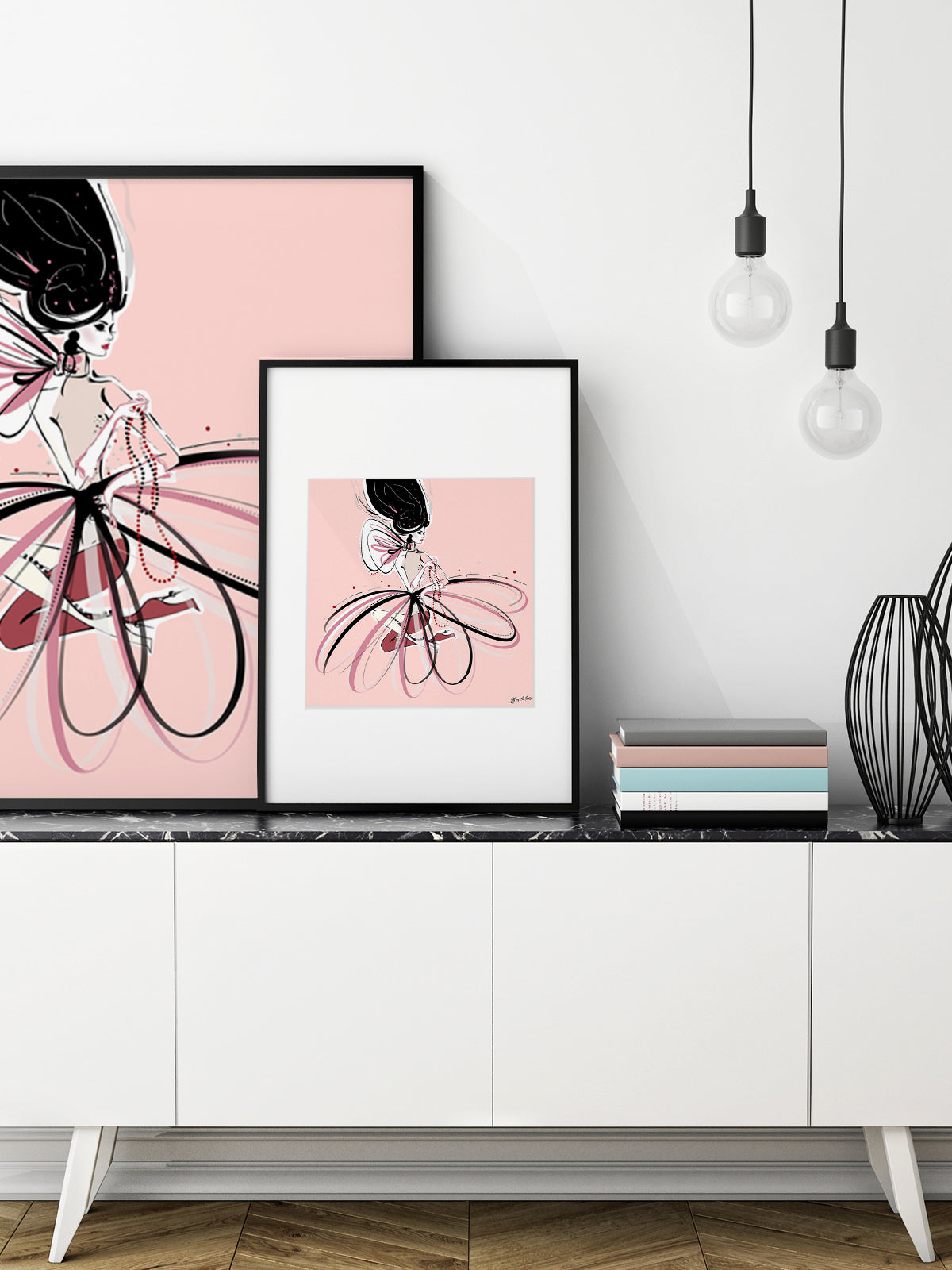 For the Love of Pearls in Pink - Illustration - Limited Edition Print - Tiffany La Belle