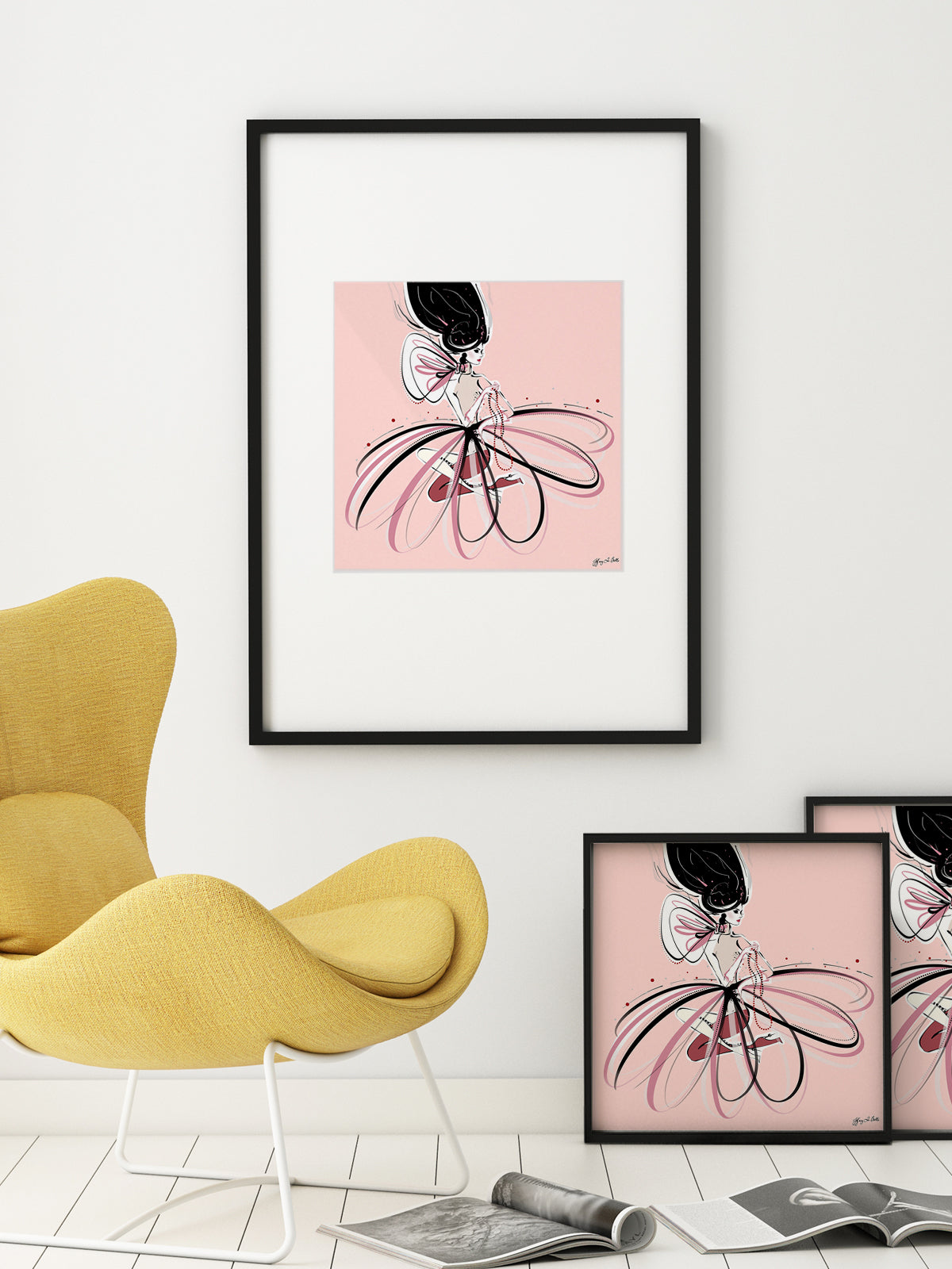 For the Love of Pearls in Pink - Illustration - Limited Edition Print - Tiffany La Belle