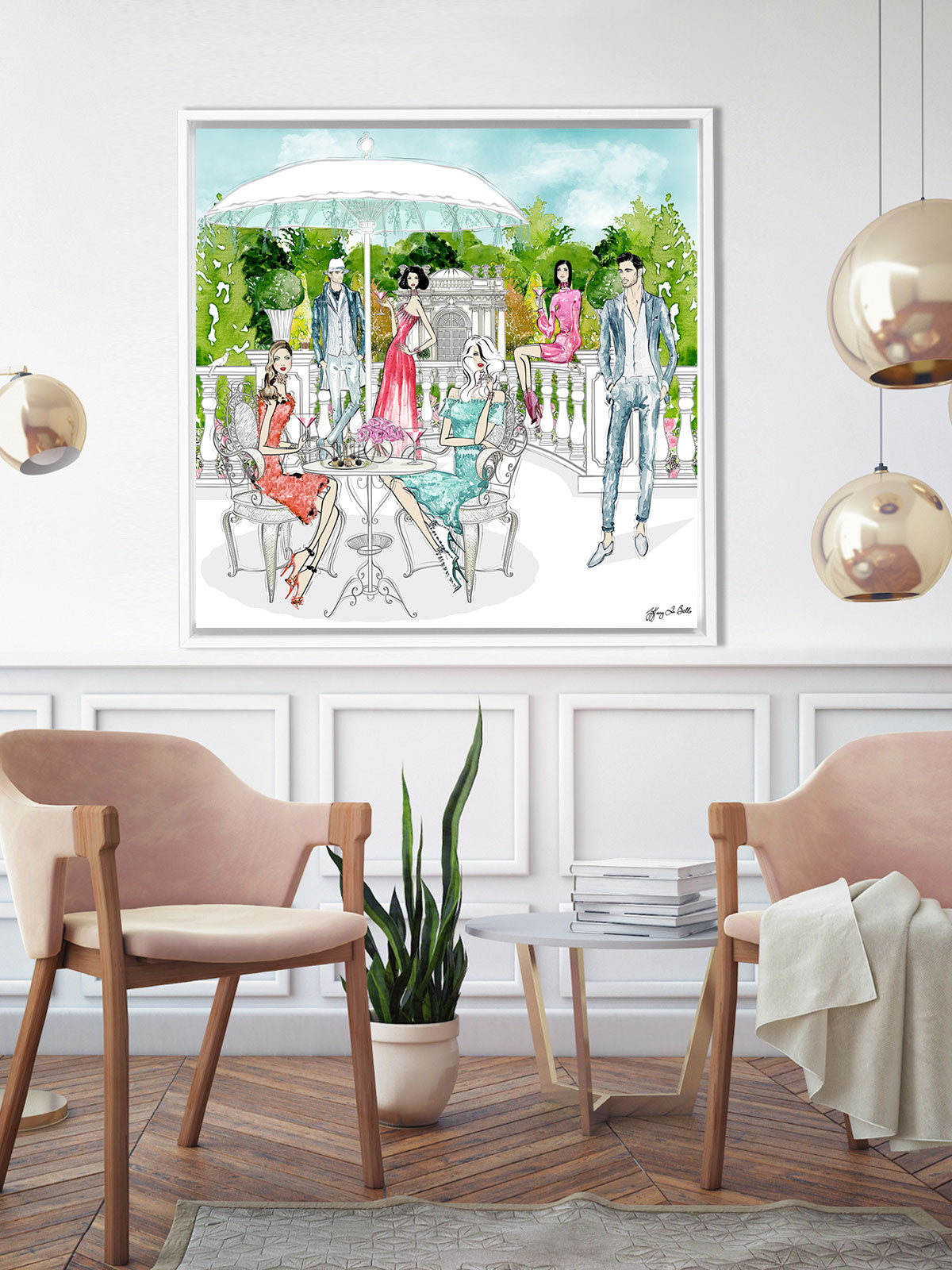 Garden Party - Illustration - Canvas Gallery Print - Unframed or Framed - Tiffany La Belle