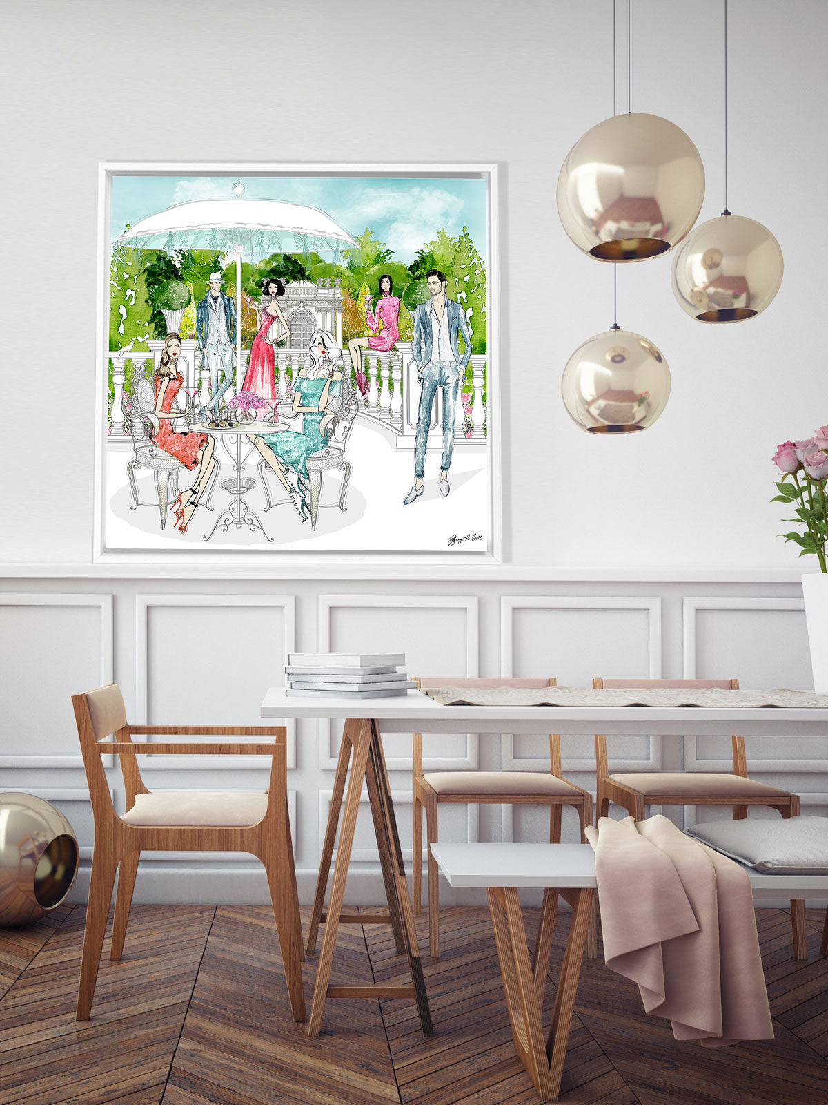 Garden Party - Illustration - Canvas Gallery Print - Unframed or Framed - Tiffany La Belle