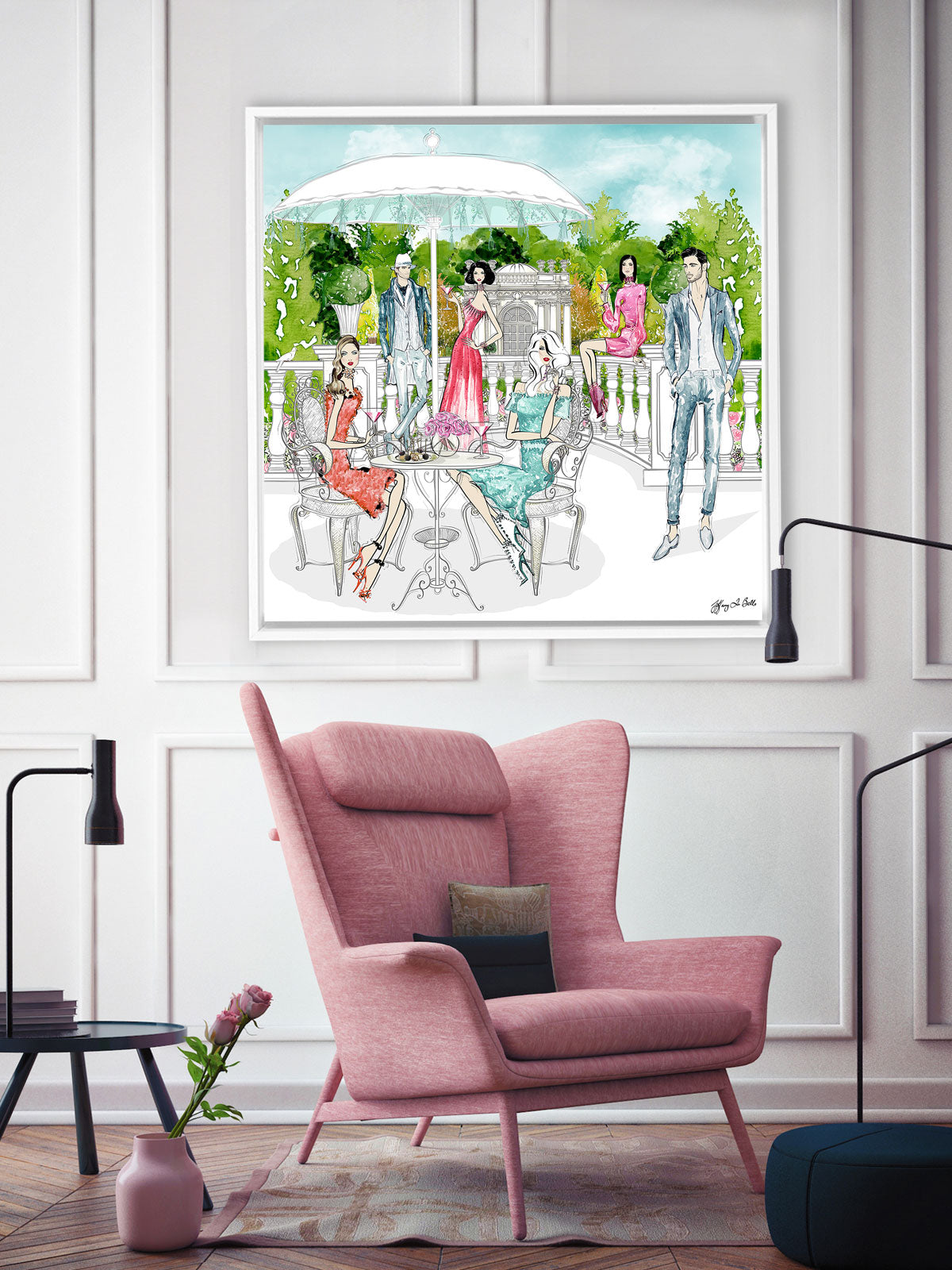 Garden Party - Illustration - Canvas Gallery Print - Unframed or Framed - Tiffany La Belle