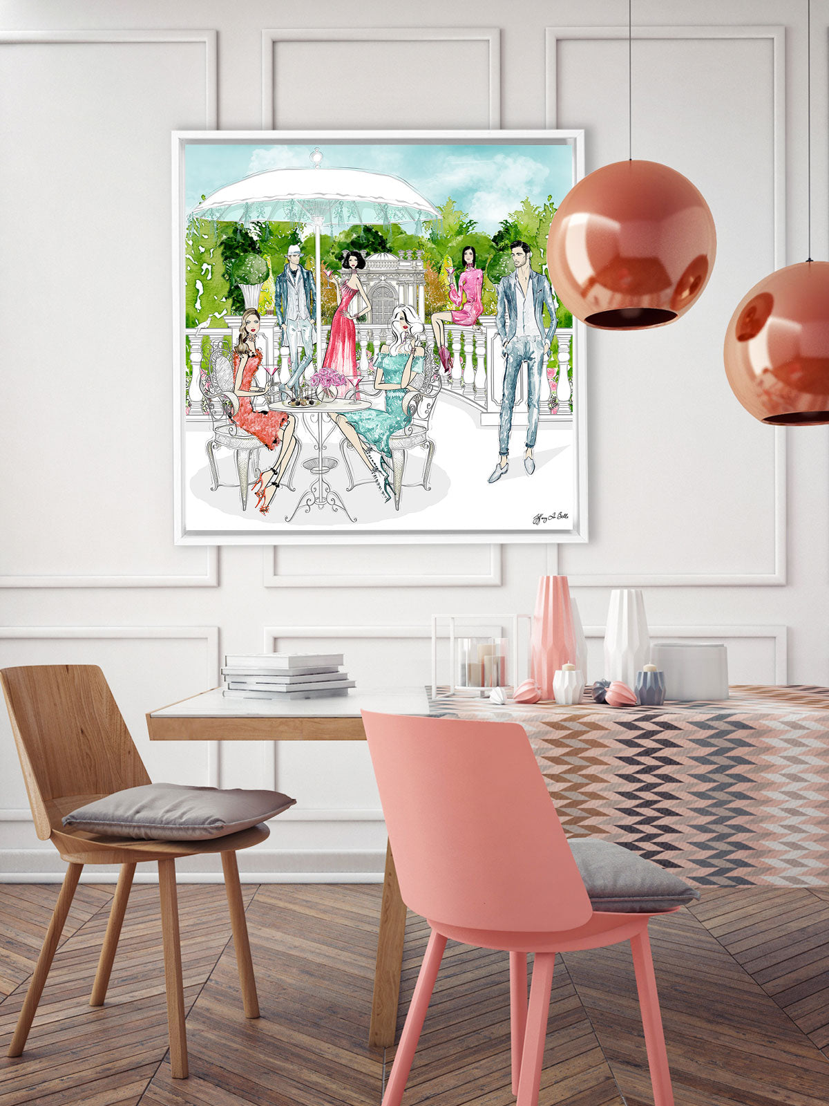 Garden Party - Illustration - Canvas Gallery Print - Unframed or Framed - Tiffany La Belle