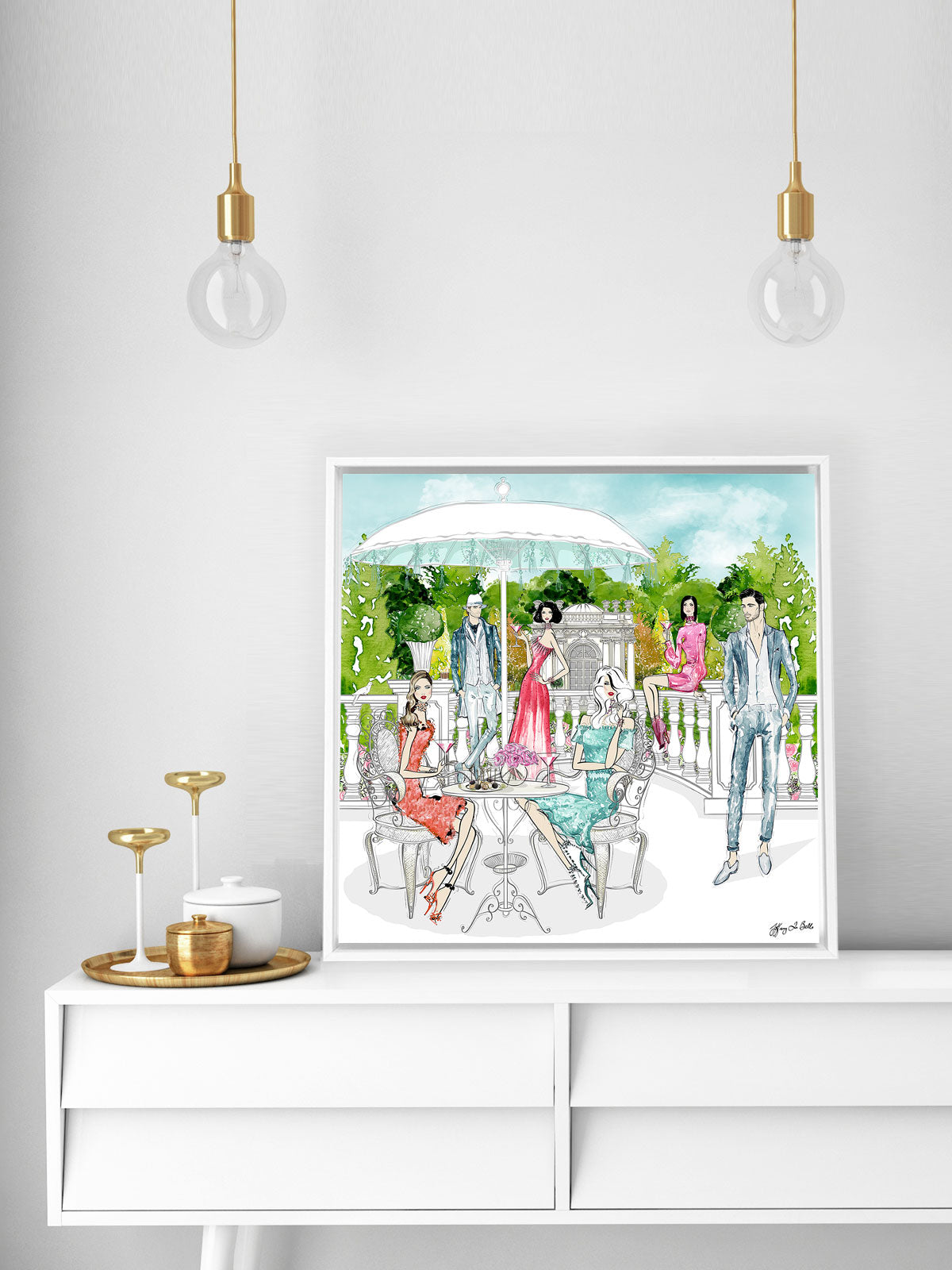 Garden Party - Illustration - Canvas Gallery Print - Unframed or Framed - Tiffany La Belle