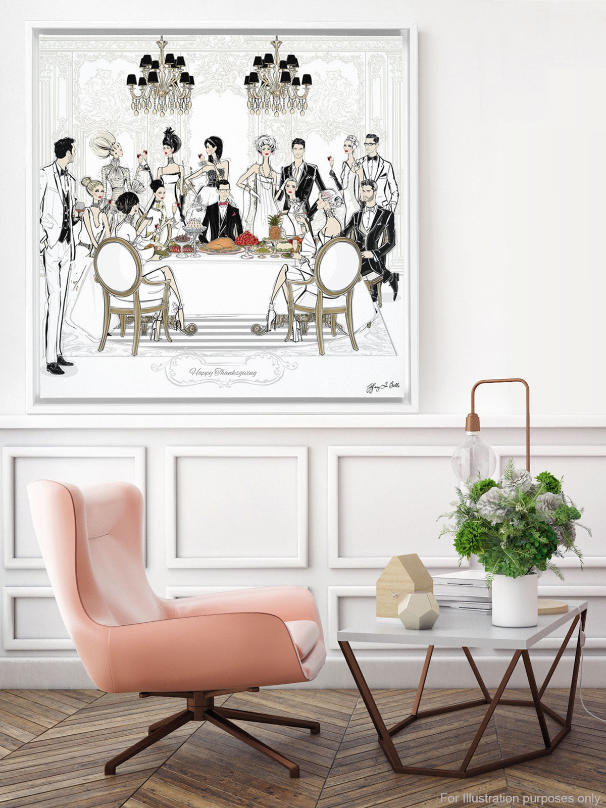 Happy Thanksgiving - Illustration - Canvas Gallery Print - Unframed or Framed - Tiffany La Belle