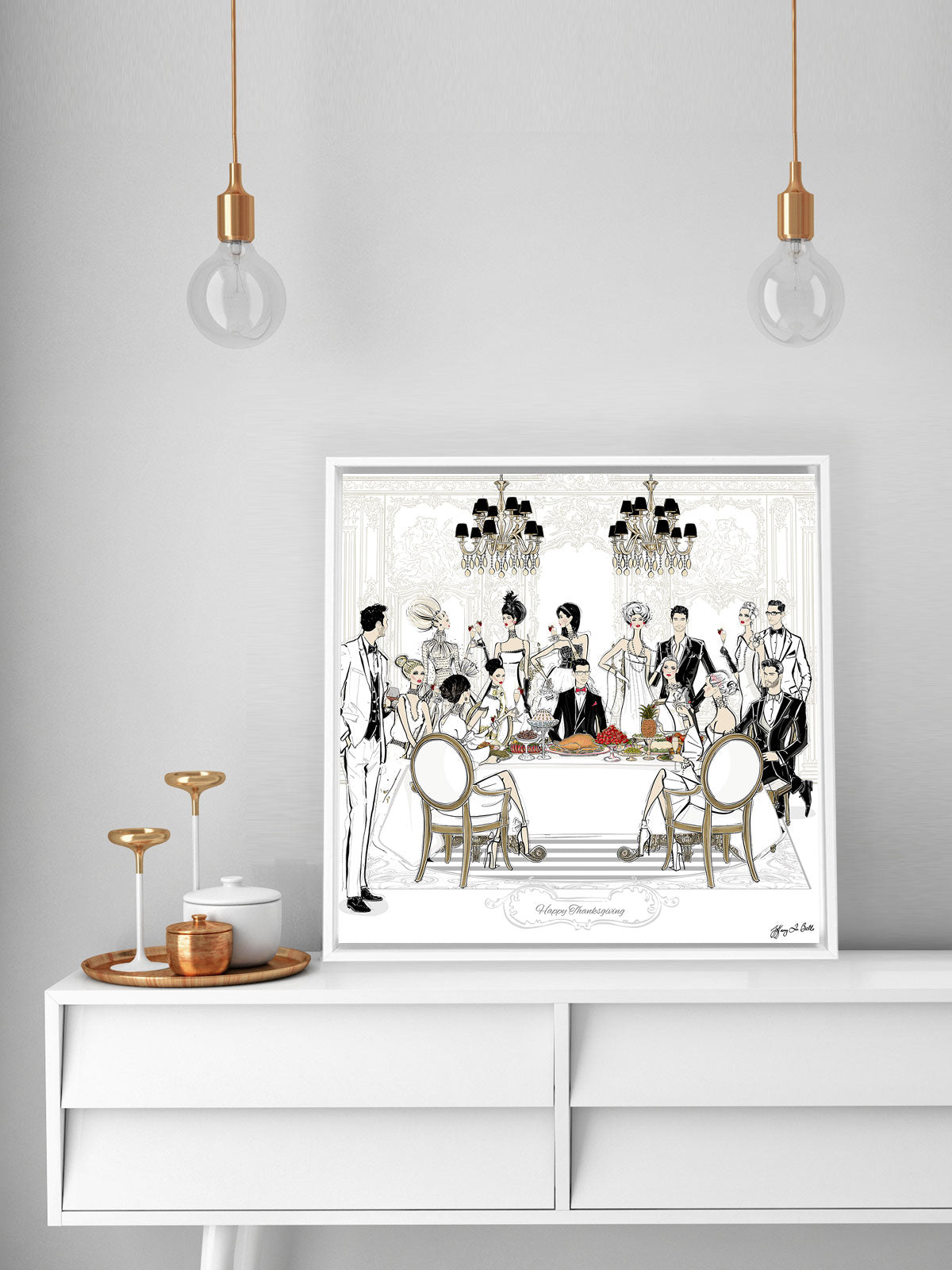 Happy Thanksgiving - Illustration - Canvas Gallery Print - Unframed or Framed - Tiffany La Belle