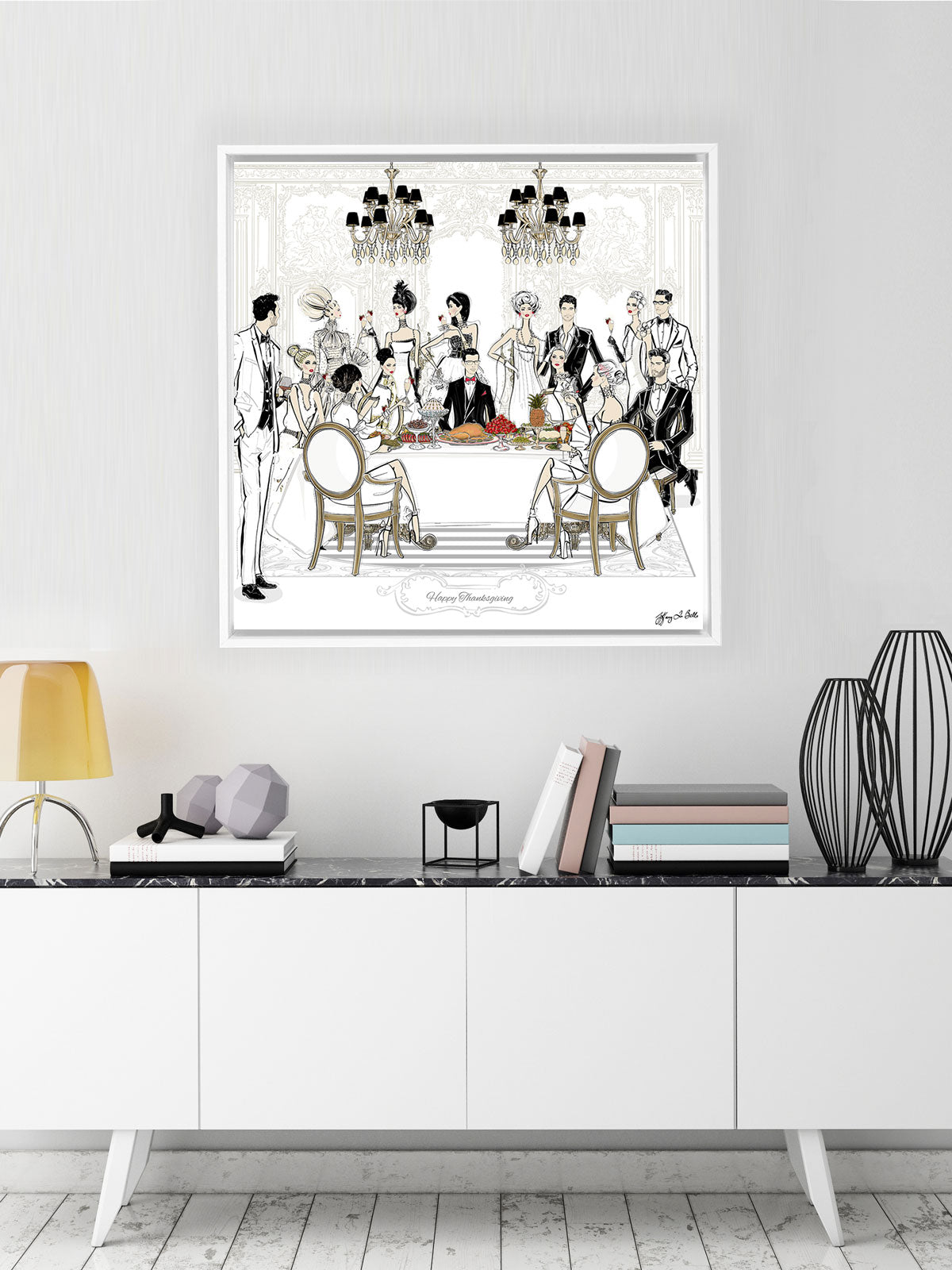 Happy Thanksgiving - Illustration - Canvas Gallery Print - Unframed or Framed - Tiffany La Belle