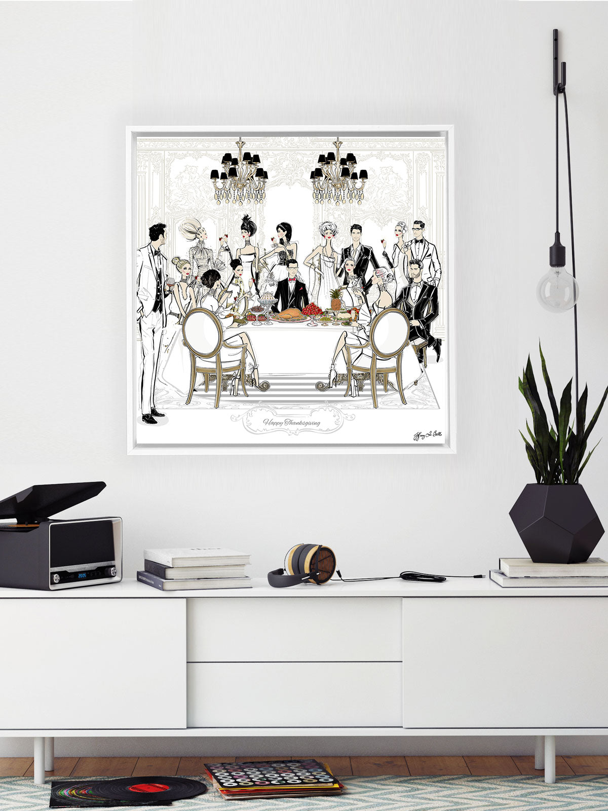 Happy Thanksgiving - Illustration - Canvas Gallery Print - Unframed or Framed - Tiffany La Belle