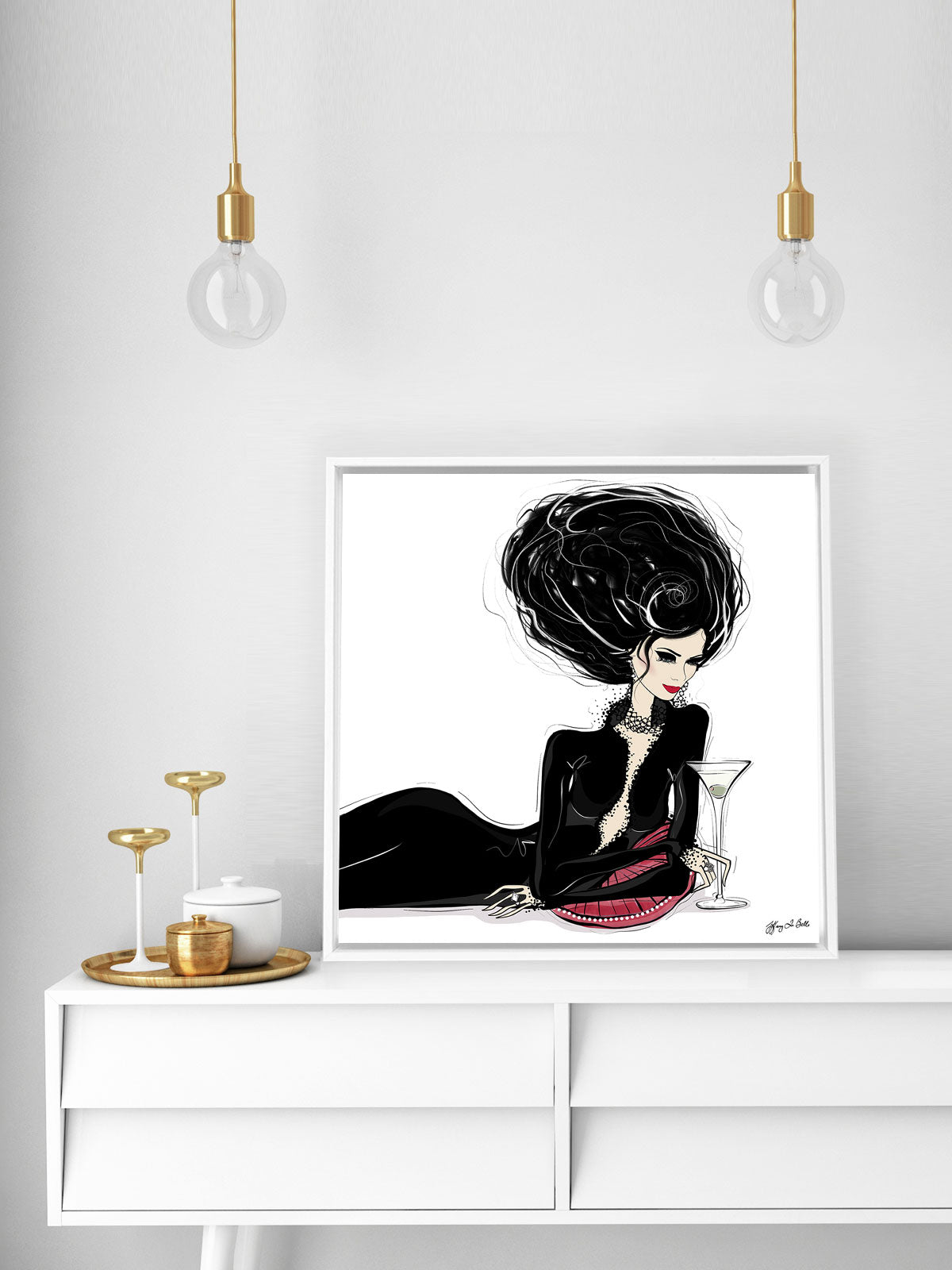 Martini Moments - Illustration - Canvas Gallery Print - Unframed or Framed - Tiffany La Belle