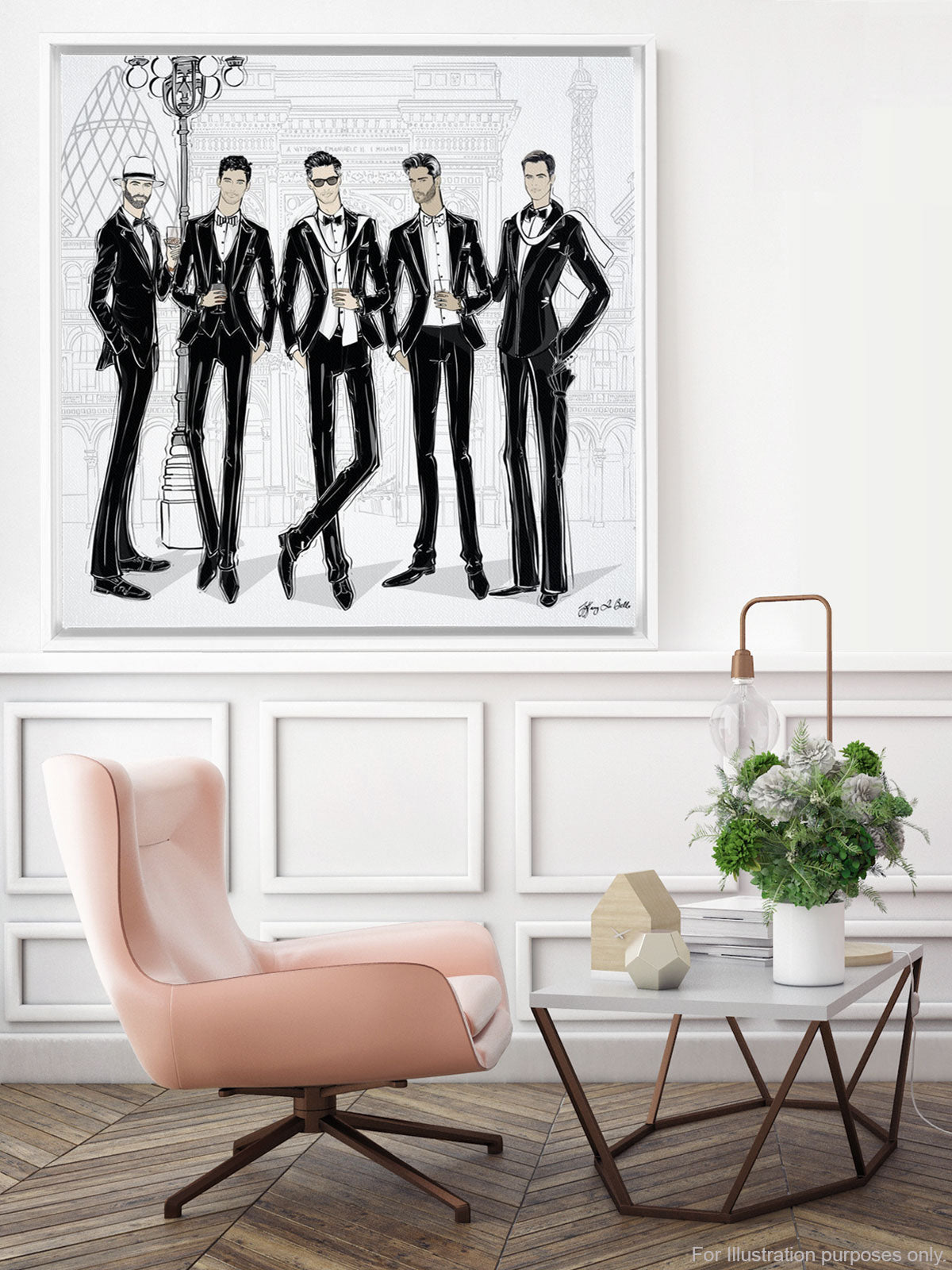 Mens Fashion Week - Illustration - Canvas Gallery Print - Unframed or Framed - Tiffany La Belle