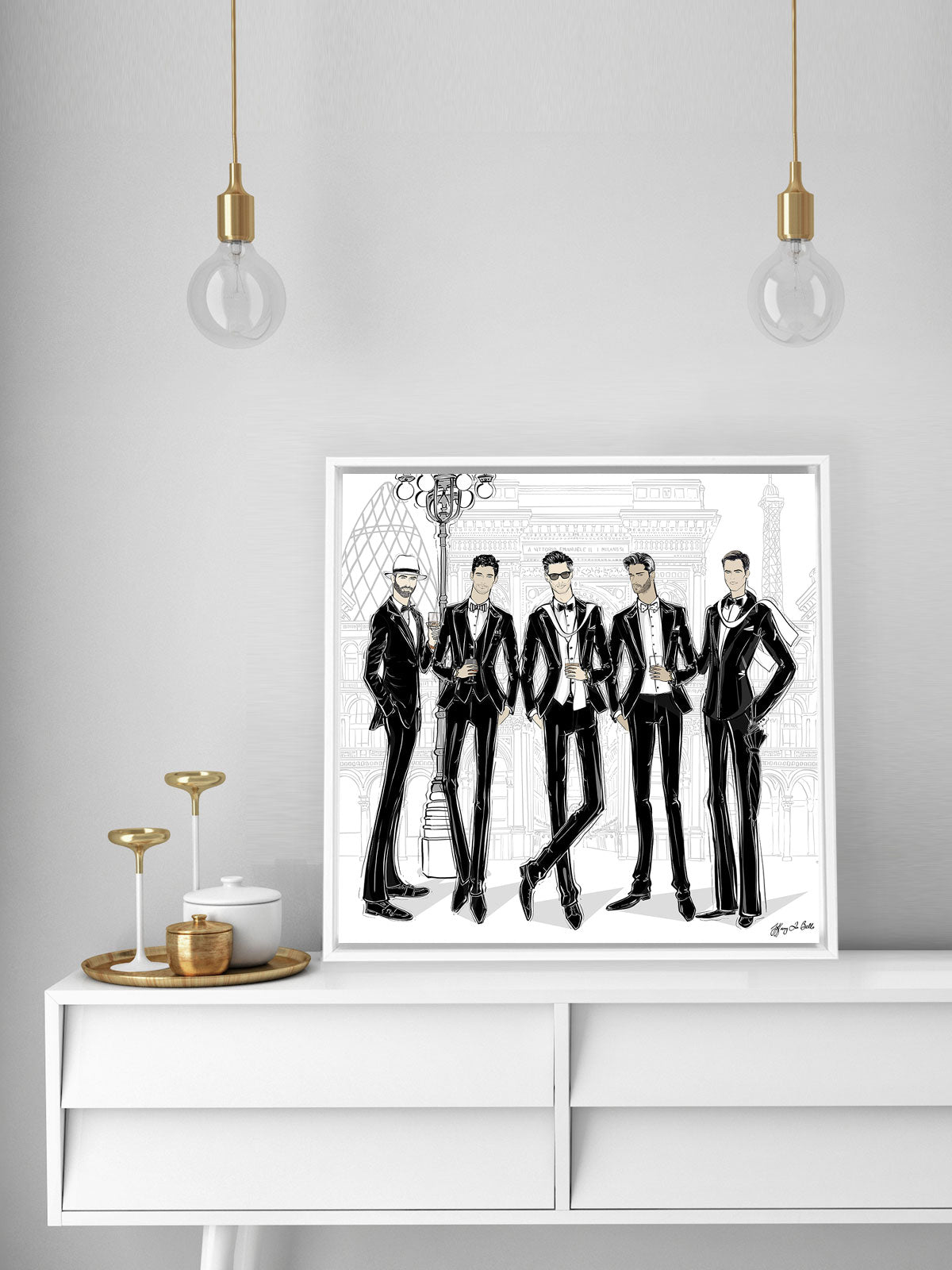 Mens Fashion Week - Illustration - Canvas Gallery Print - Unframed or Framed - Tiffany La Belle