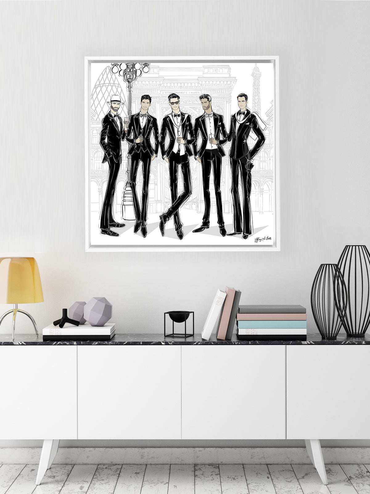 Mens Fashion Week - Illustration - Canvas Gallery Print - Unframed or Framed - Tiffany La Belle