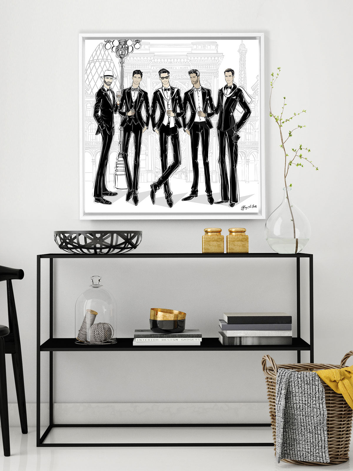 Mens Fashion Week - Illustration - Canvas Gallery Print - Unframed or Framed - Tiffany La Belle