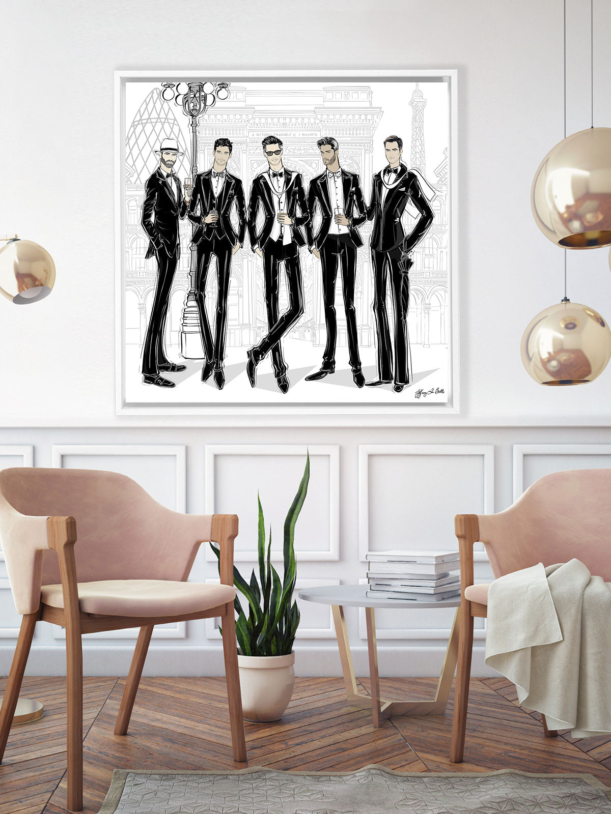 Mens Fashion Week - Illustration - Canvas Gallery Print - Unframed or Framed - Tiffany La Belle
