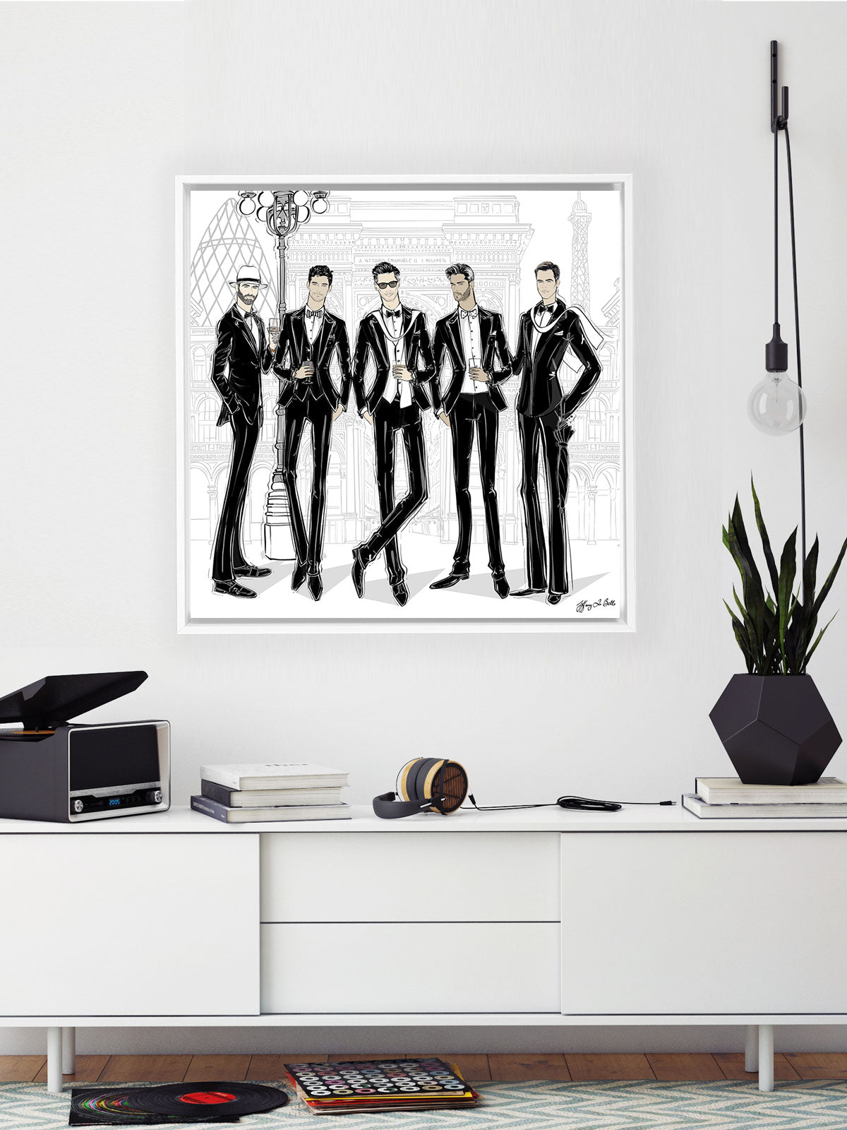 Mens Fashion Week - Illustration - Canvas Gallery Print - Unframed or Framed - Tiffany La Belle