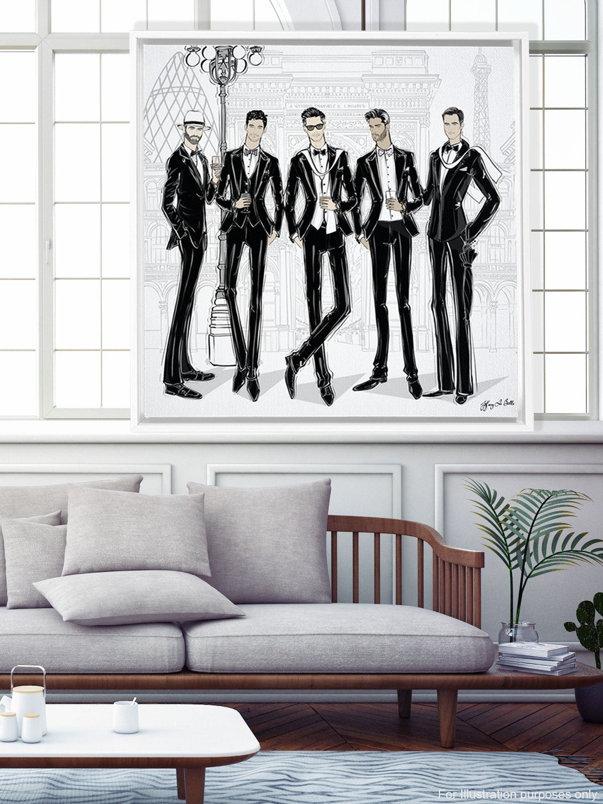 Mens Fashion Week - Illustration - Canvas Gallery Print - Unframed or Framed - Tiffany La Belle