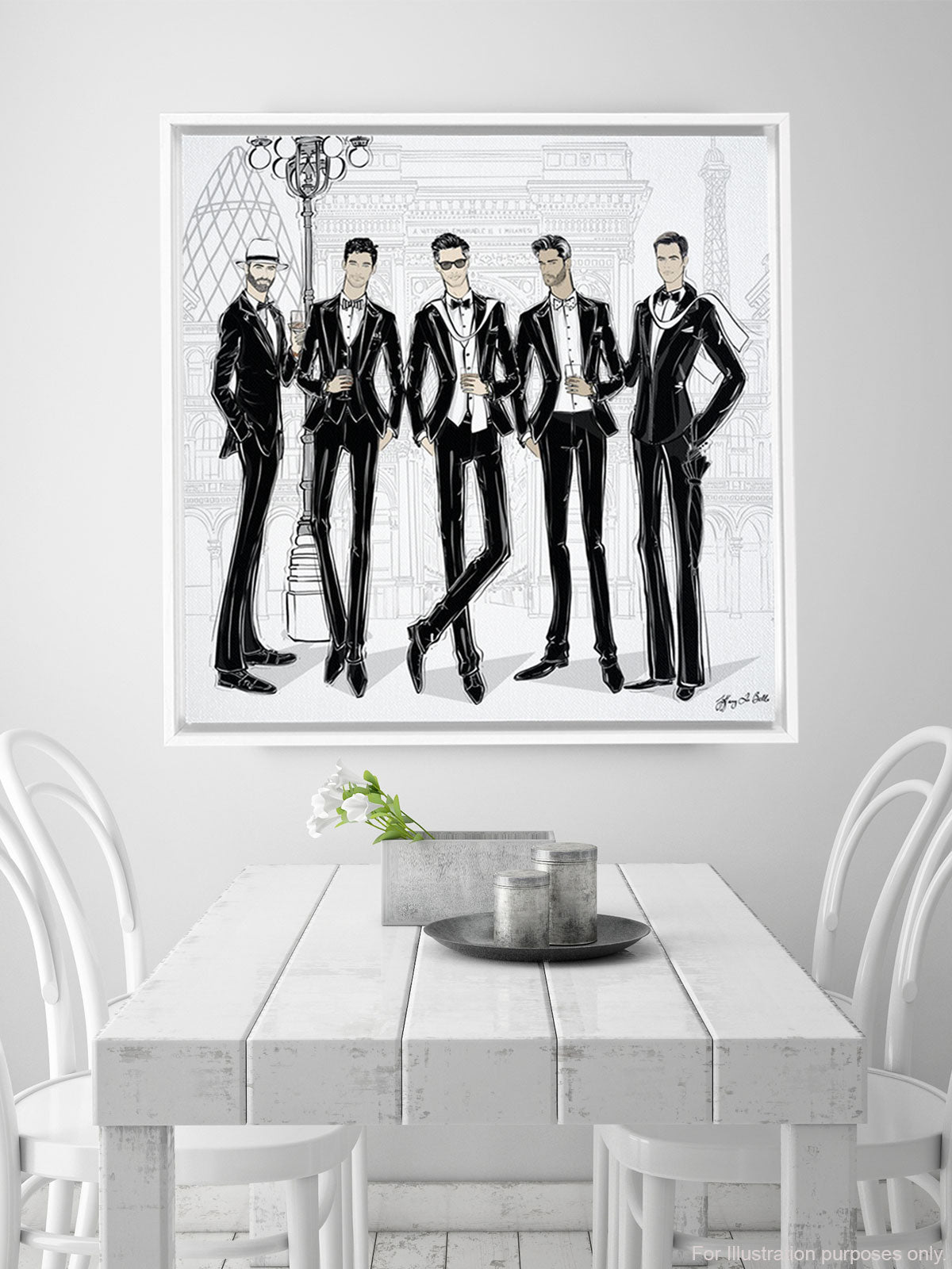 Mens Fashion Week - Illustration - Canvas Gallery Print - Unframed or Framed - Tiffany La Belle