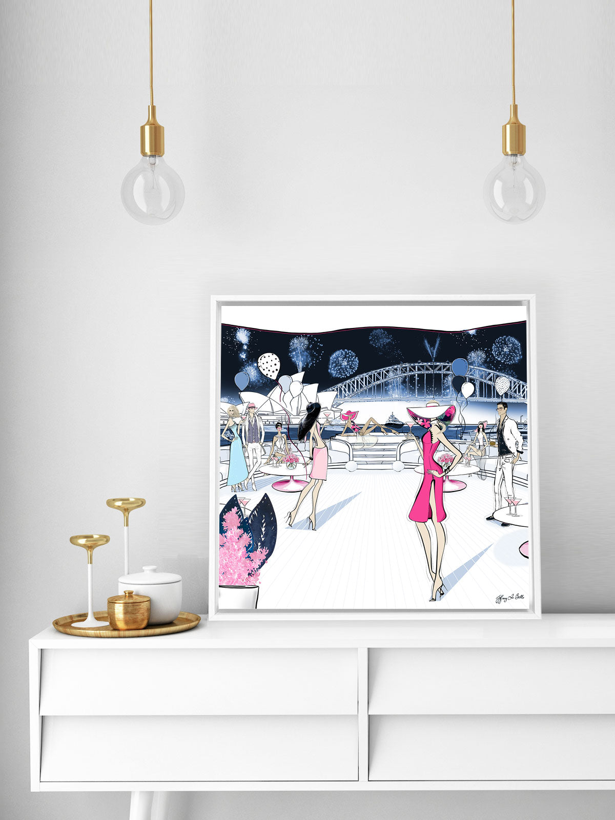 NYE, Sydney, Australia - Illustration - Canvas Gallery Print - Unframed or Framed - Tiffany La Belle