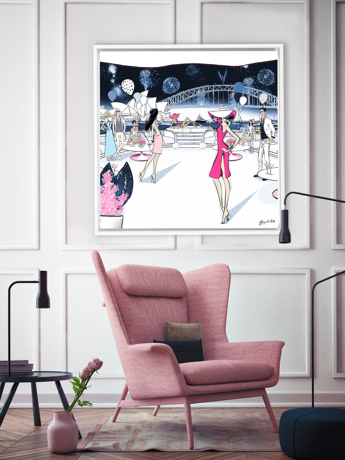 NYE, Sydney, Australia - Illustration - Canvas Gallery Print - Unframed or Framed - Tiffany La Belle