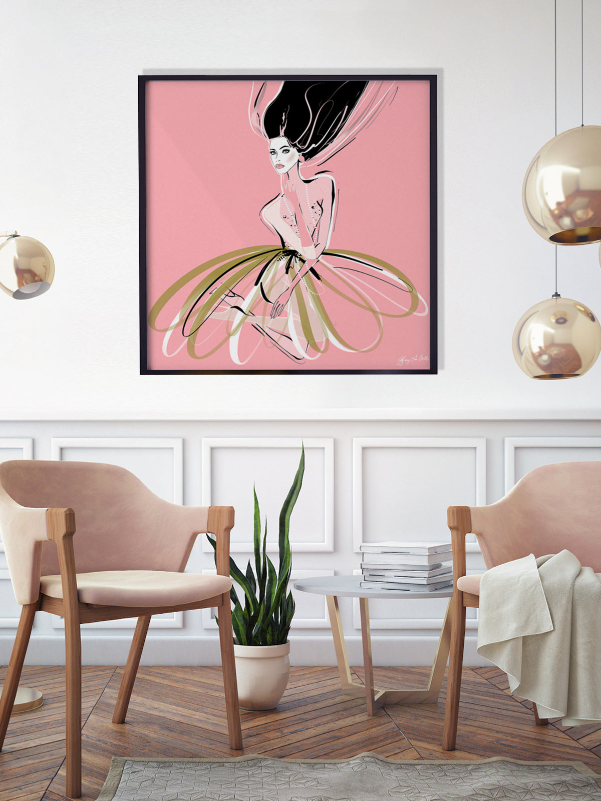 Pink and Pearls - Illustration - Limited Edition Print - Tiffany La Belle