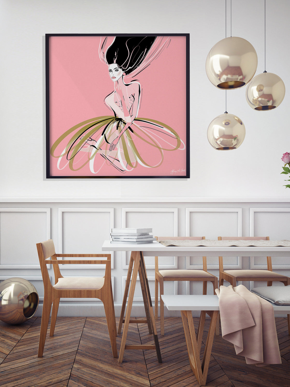 Pink and Pearls - Illustration - Limited Edition Print - Tiffany La Belle