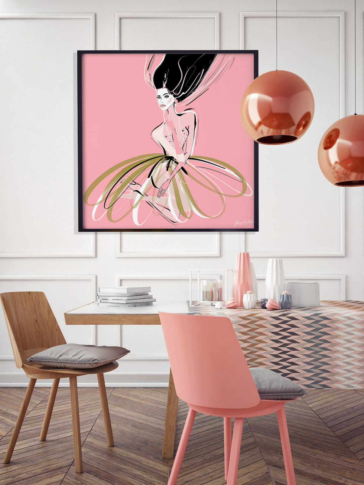 Pink and Pearls - Illustration - Limited Edition Print - Tiffany La Belle
