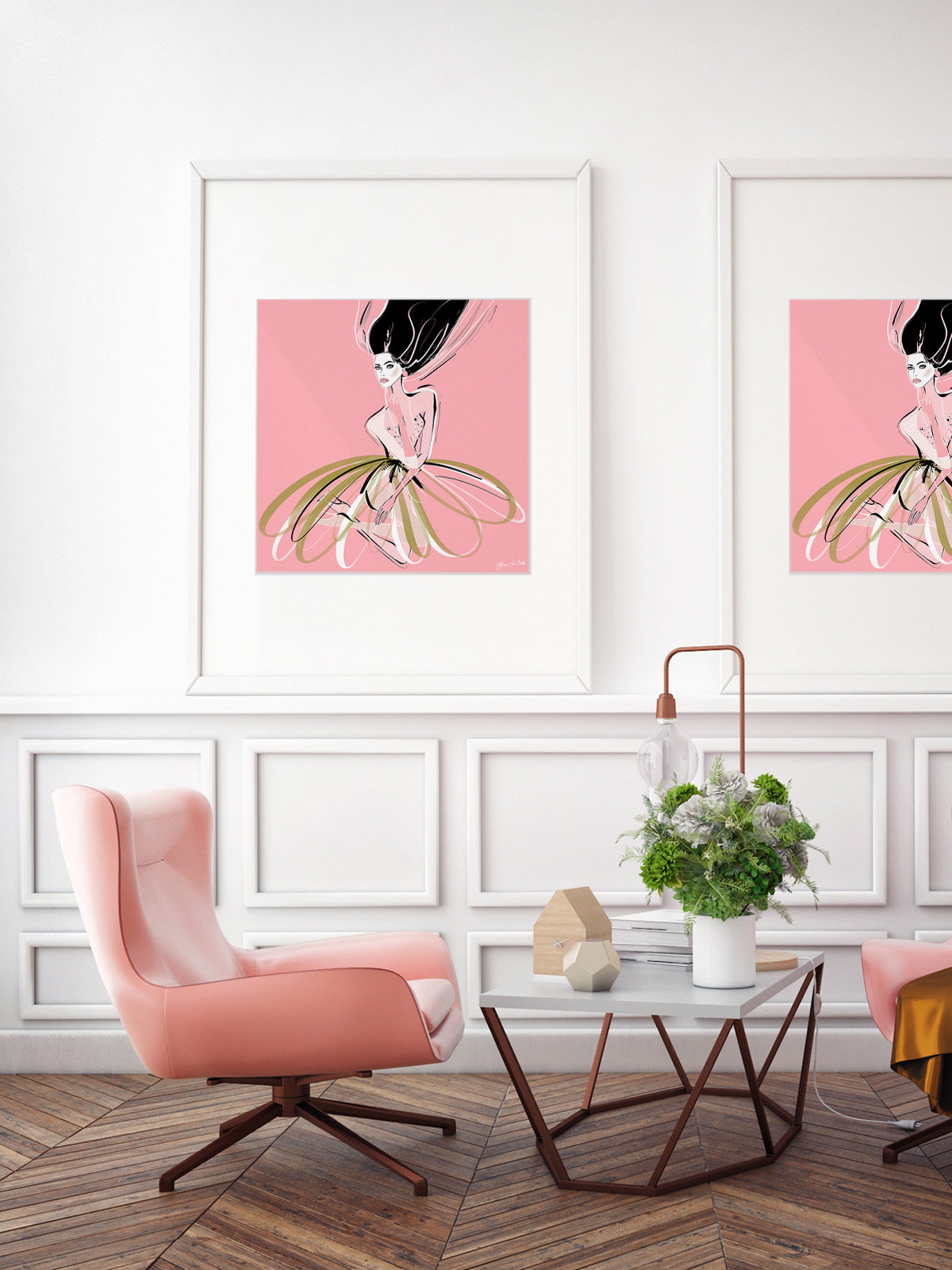 Pink and Pearls - Illustration - Limited Edition Print - Tiffany La Belle