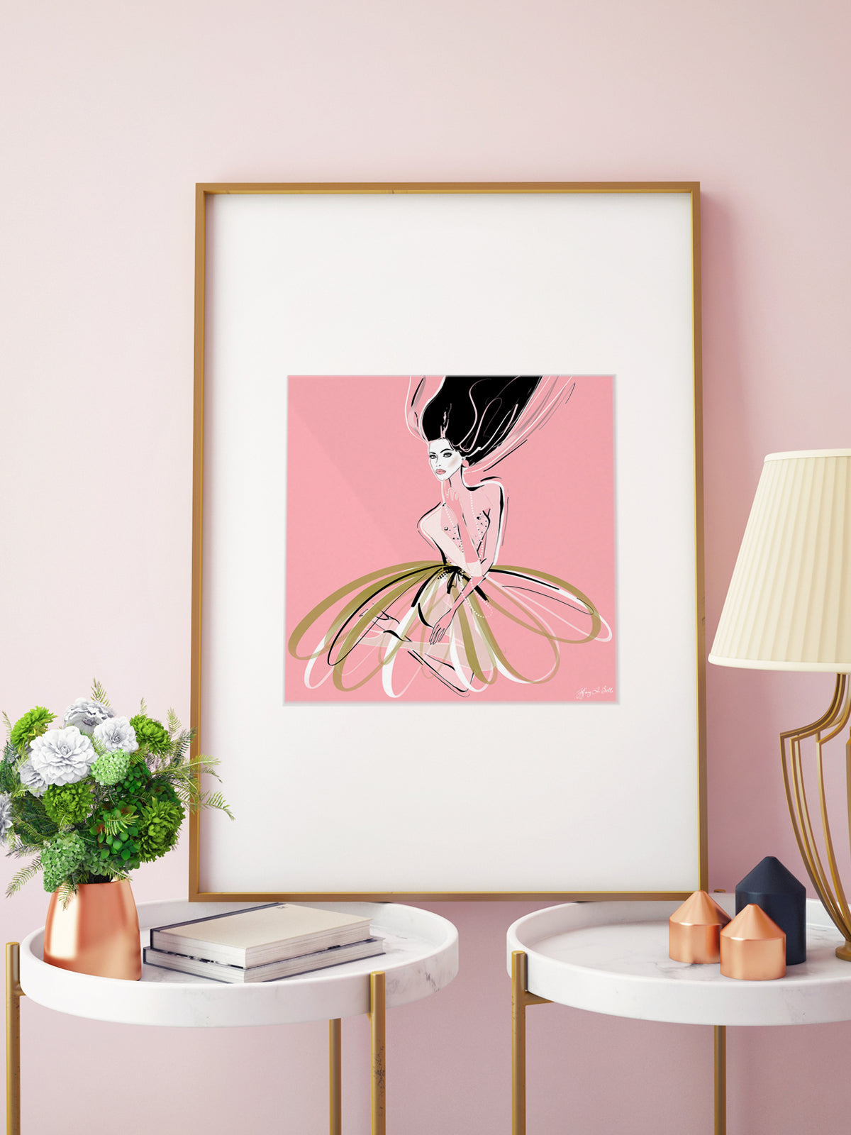 Pink and Pearls - Illustration - Limited Edition Print - Tiffany La Belle
