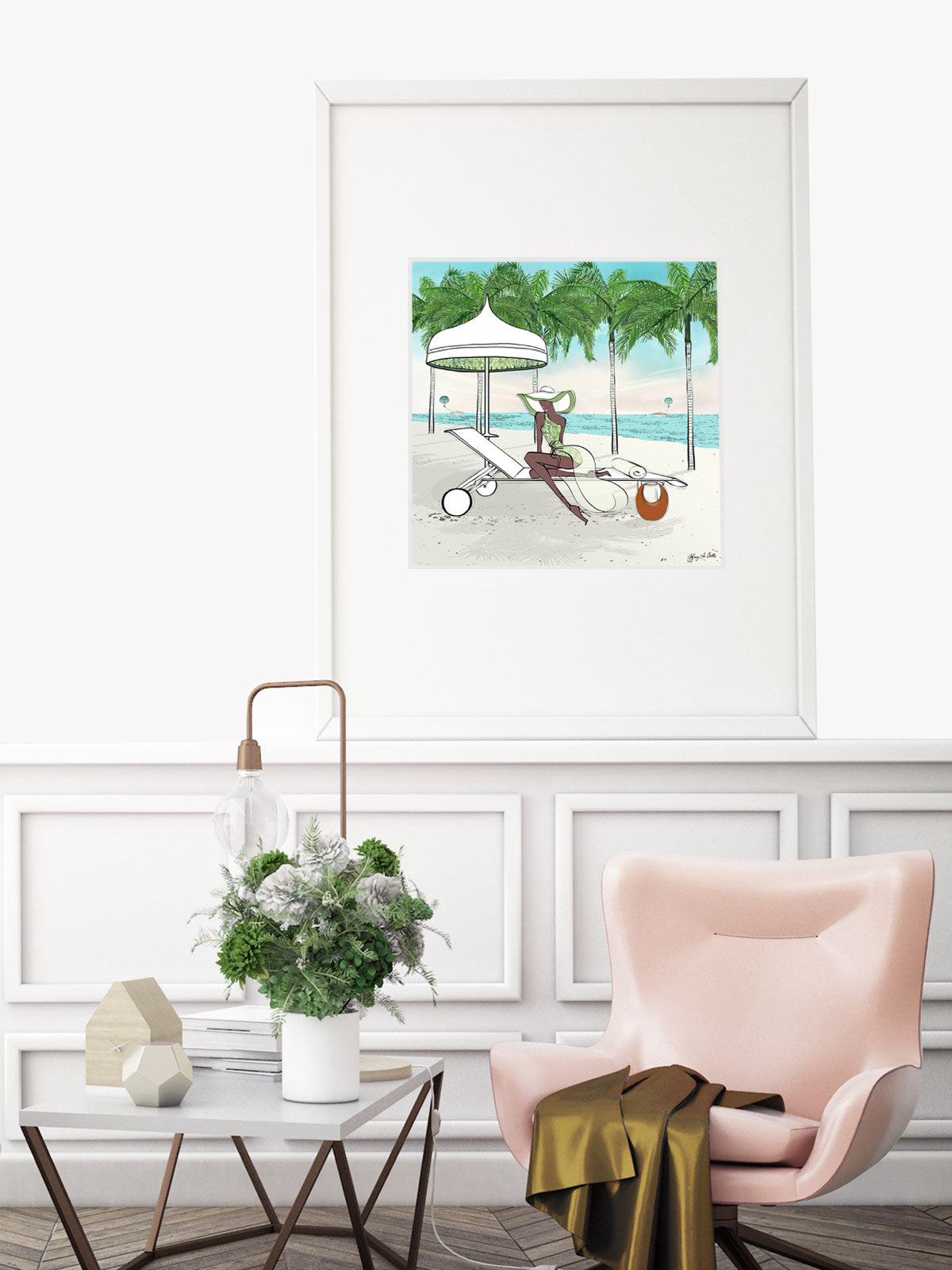 Palm Tree Beach - Illustration - Limited Edition Print - Tiffany La Belle