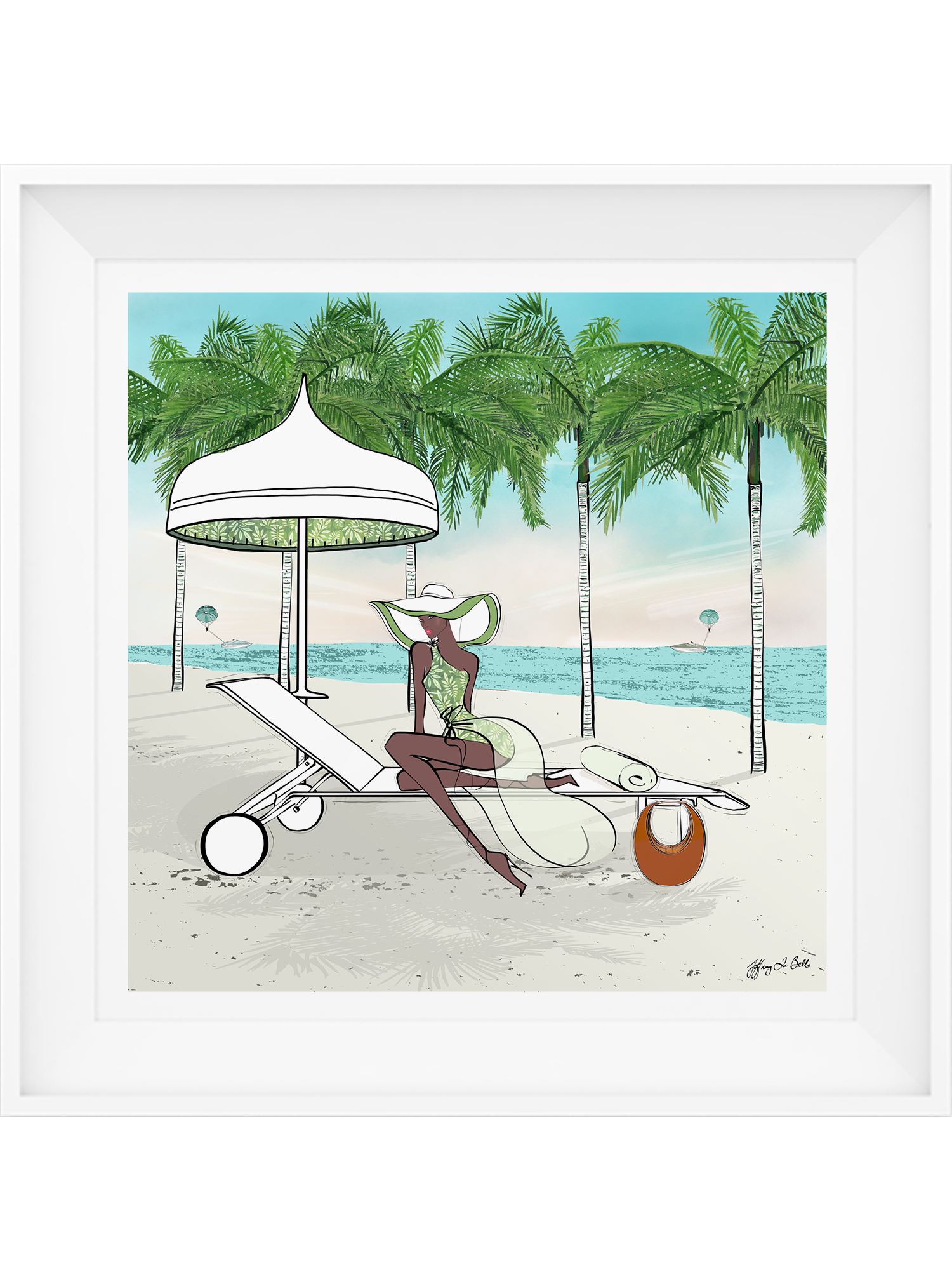 Palm Tree Beach - Illustration - Limited Edition Print - Tiffany La Belle