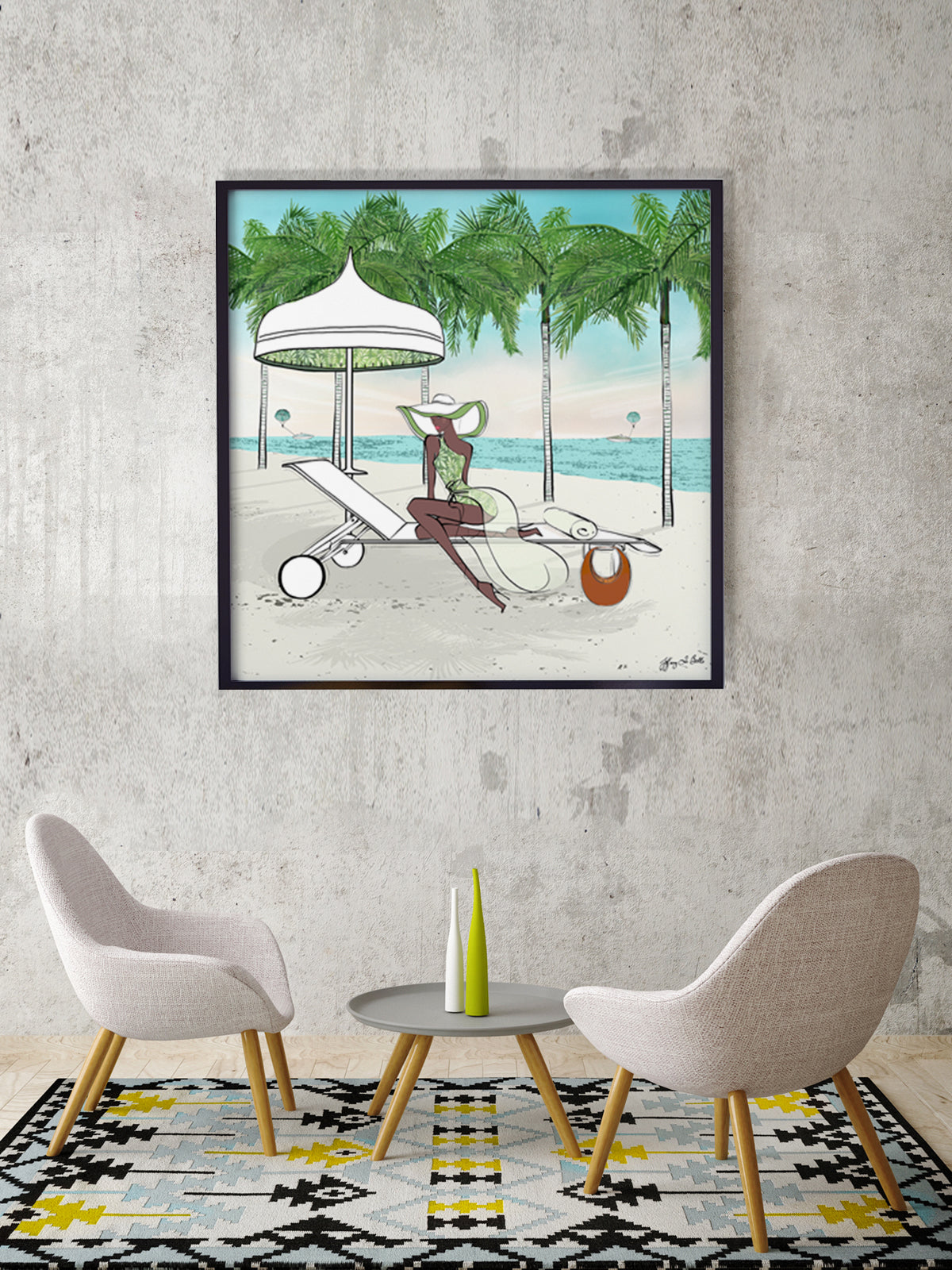 Palm Tree Beach - Illustration - Limited Edition Print - Tiffany La Belle
