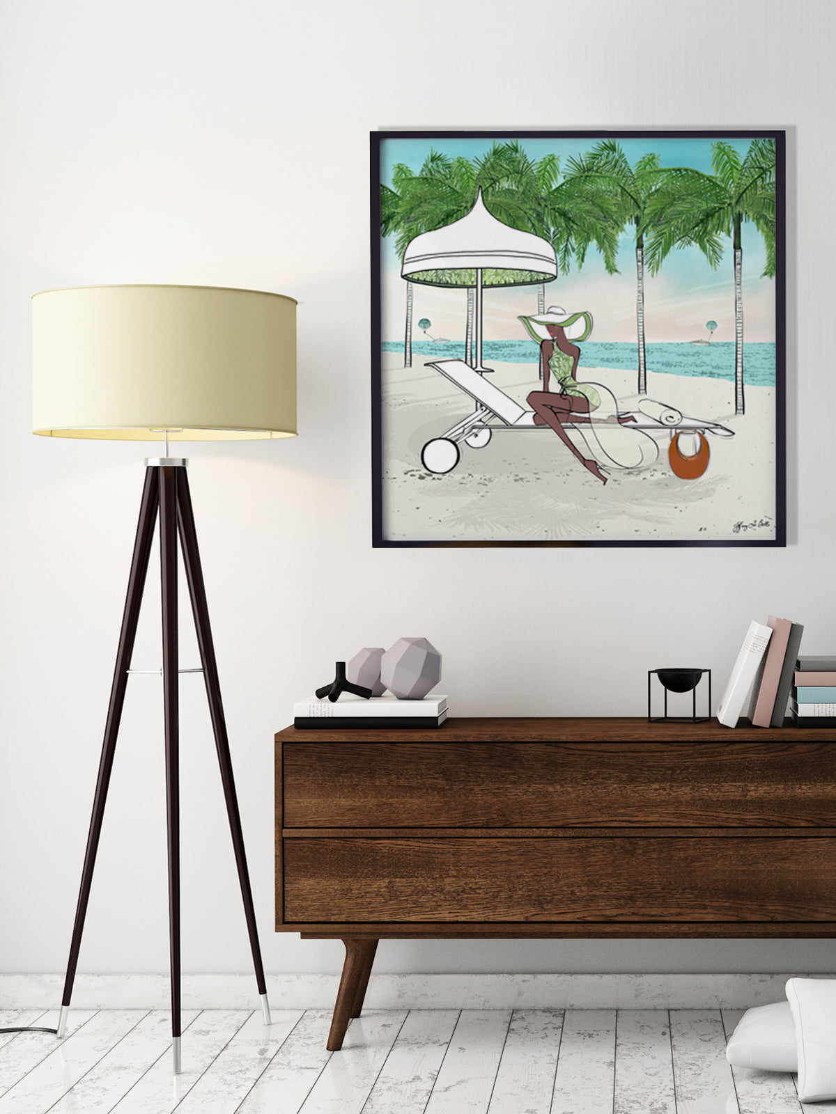 Palm Tree Beach - Illustration - Limited Edition Print - Tiffany La Belle