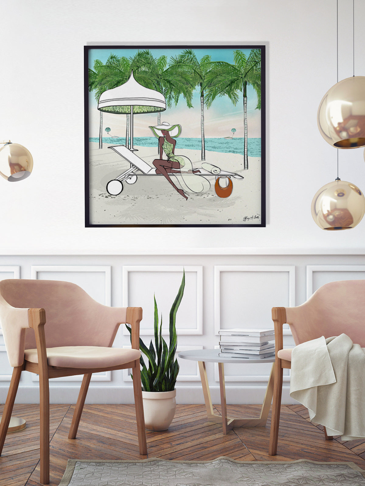 Palm Tree Beach - Illustration - Limited Edition Print - Tiffany La Belle
