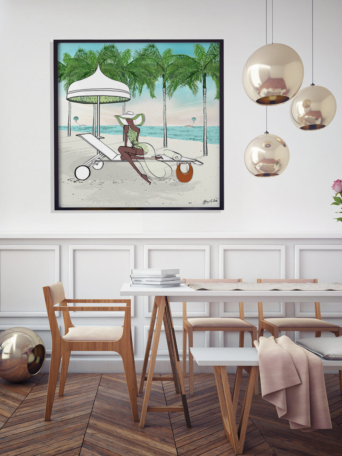 Palm Tree Beach - Illustration - Limited Edition Print - Tiffany La Belle