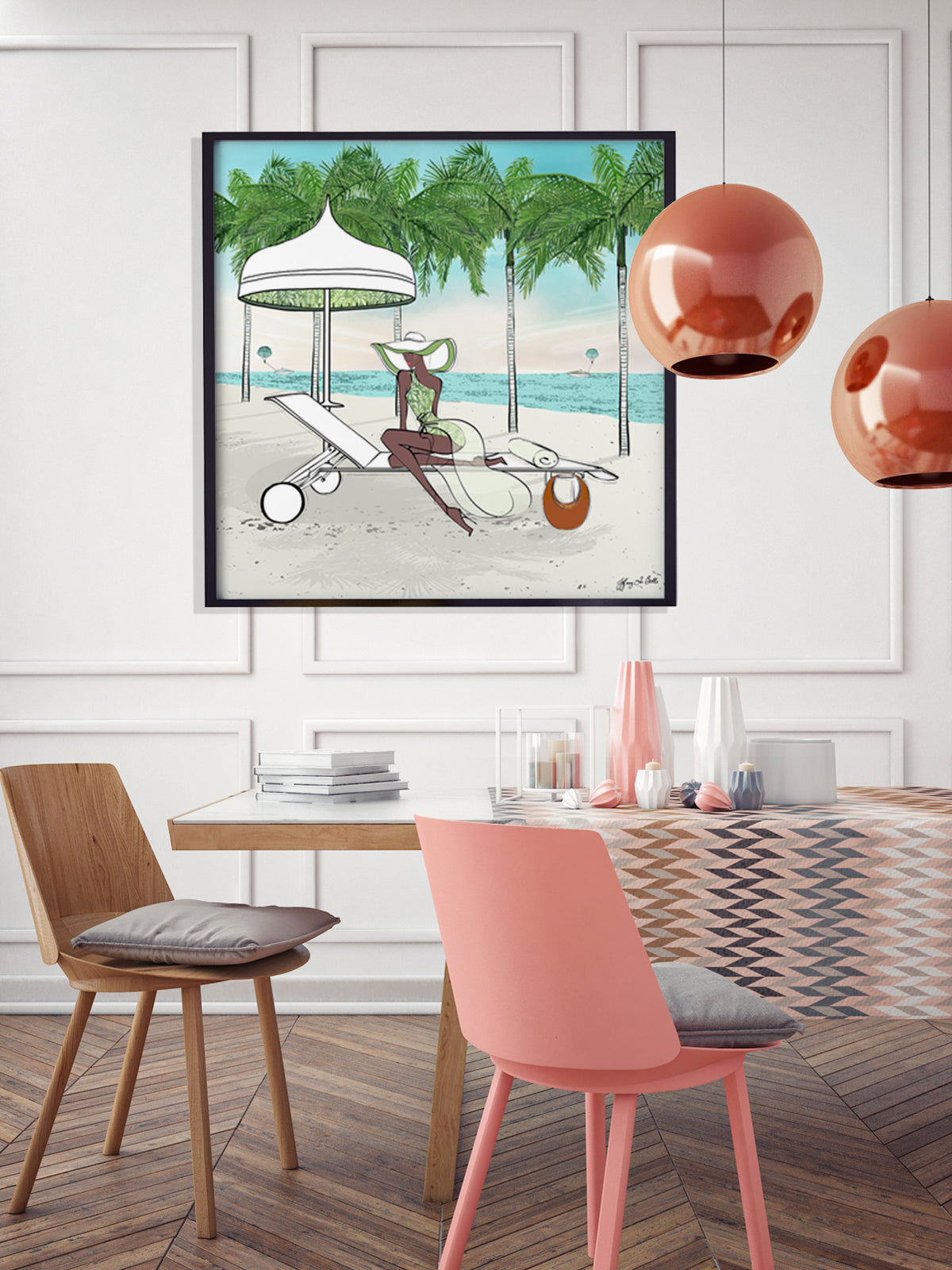 Palm Tree Beach - Illustration - Limited Edition Print - Tiffany La Belle