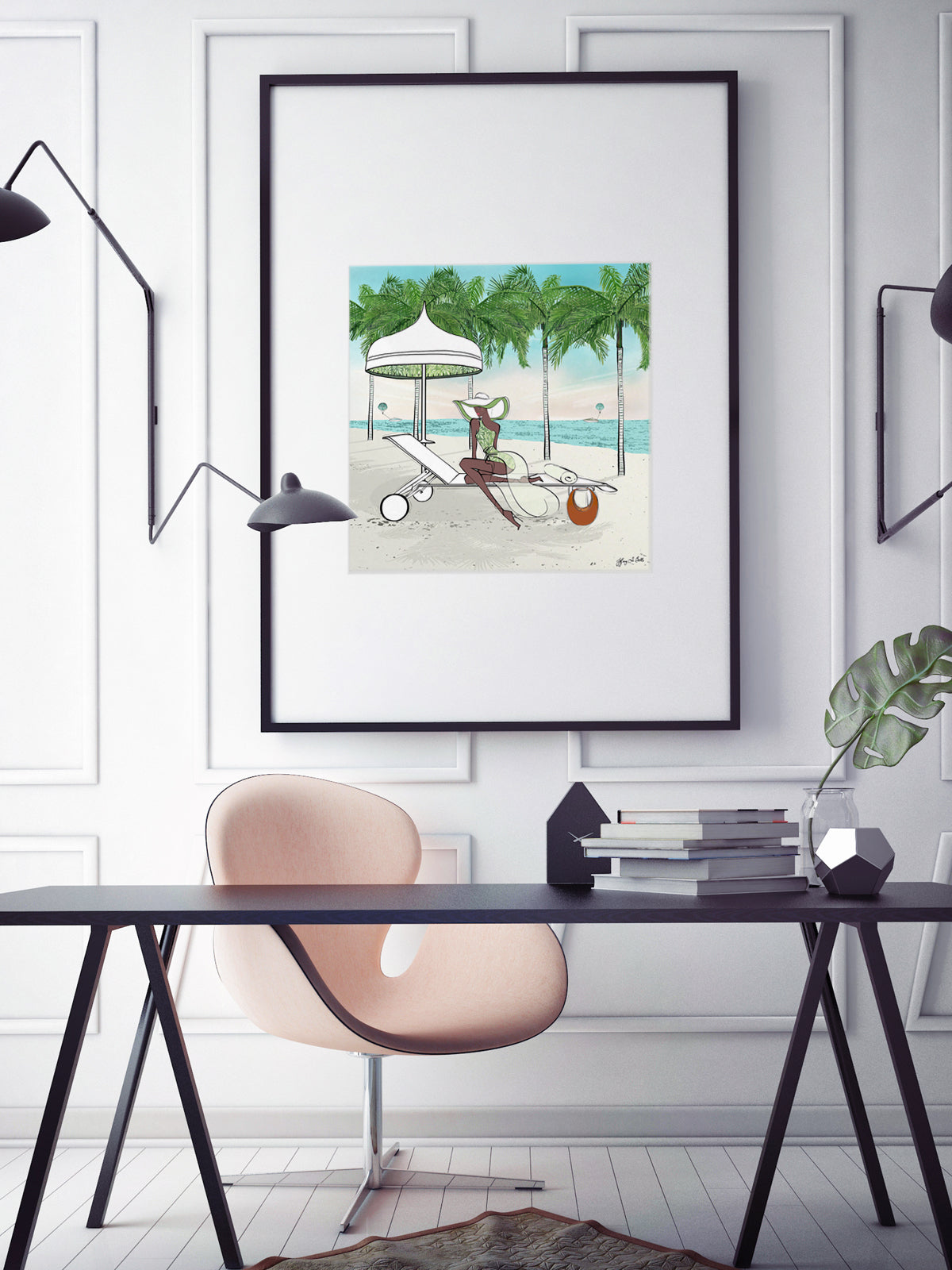 Palm Tree Beach - Illustration - Limited Edition Print - Tiffany La Belle