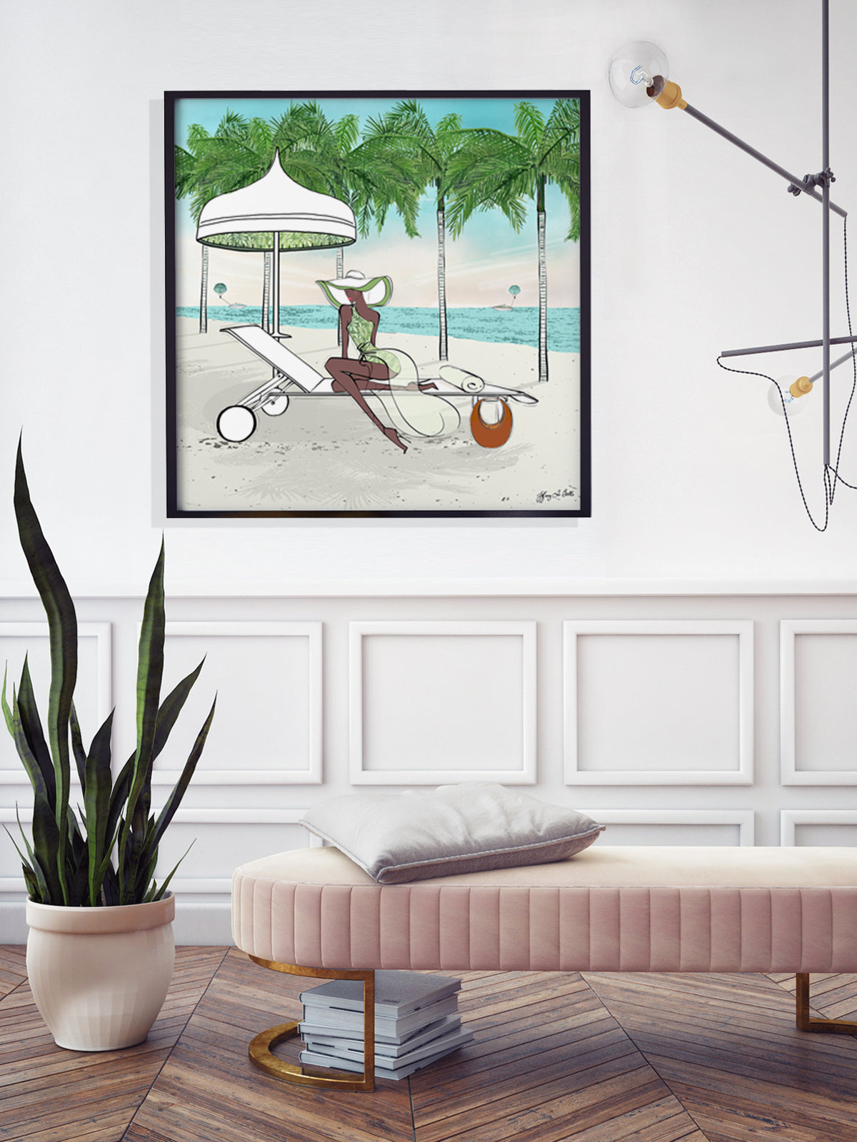 Palm Tree Beach - Illustration - Limited Edition Print - Tiffany La Belle