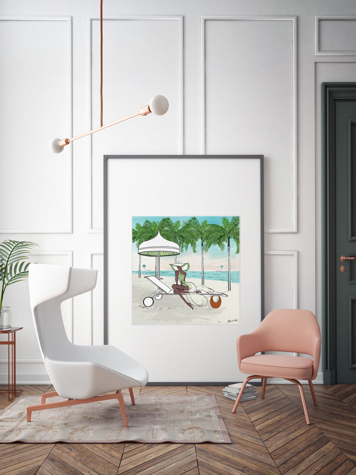 Palm Tree Beach - Illustration - Limited Edition Print - Tiffany La Belle