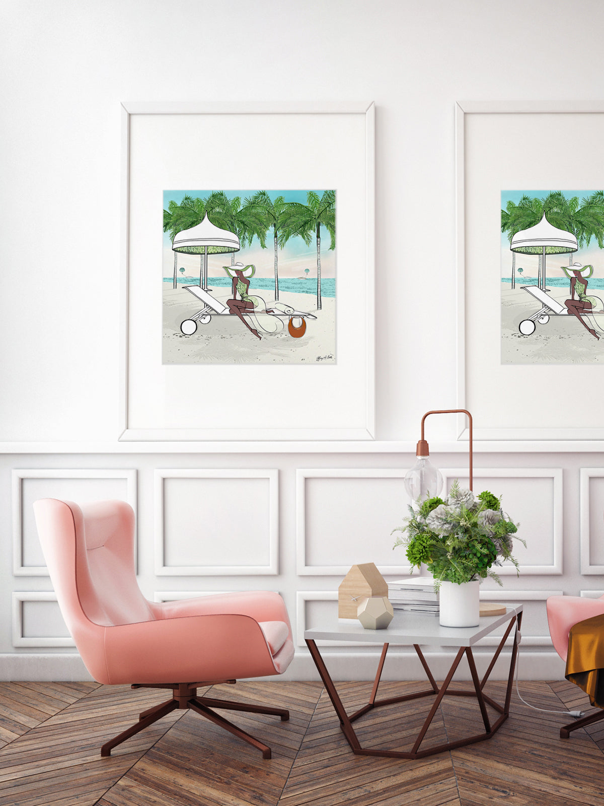 Palm Tree Beach - Illustration - Limited Edition Print - Tiffany La Belle