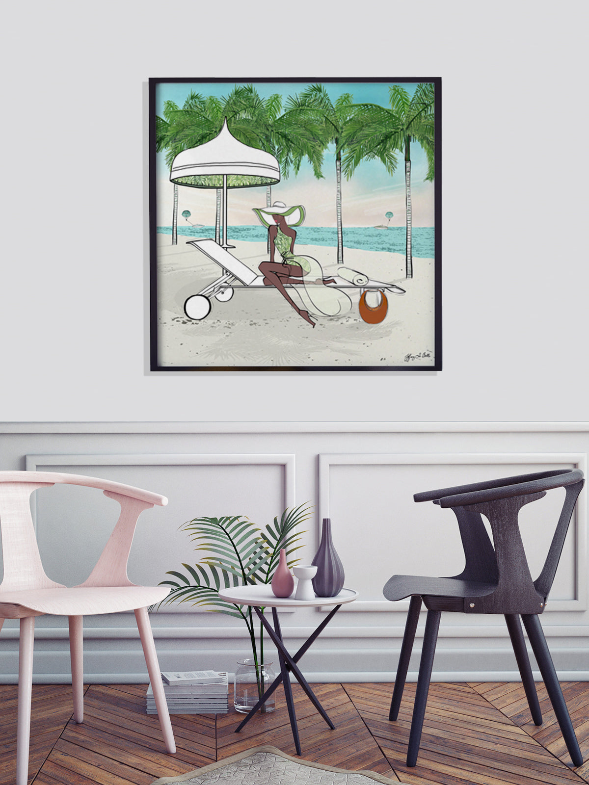Palm Tree Beach - Illustration - Limited Edition Print - Tiffany La Belle
