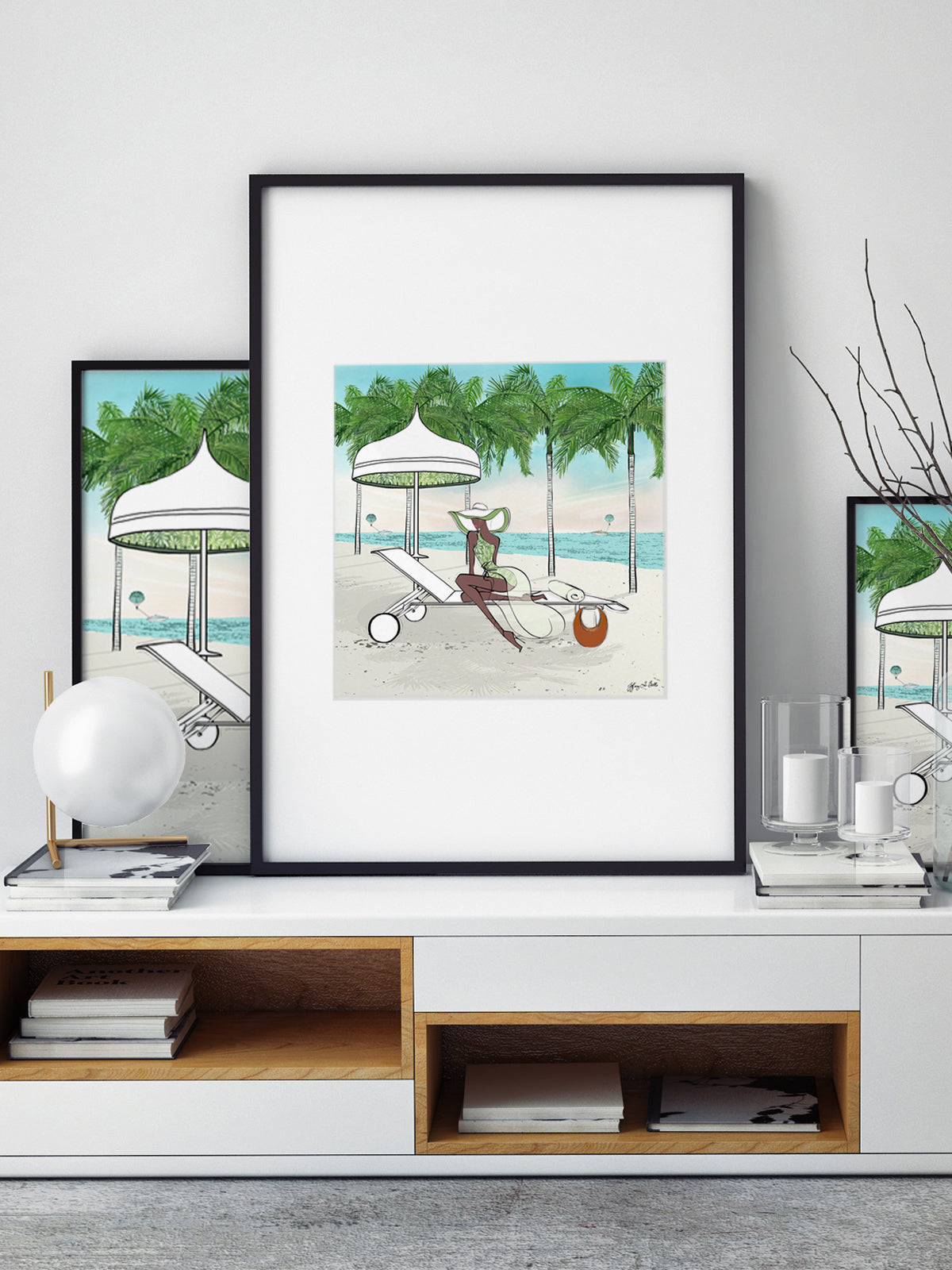 Palm Tree Beach - Illustration - Limited Edition Print - Tiffany La Belle